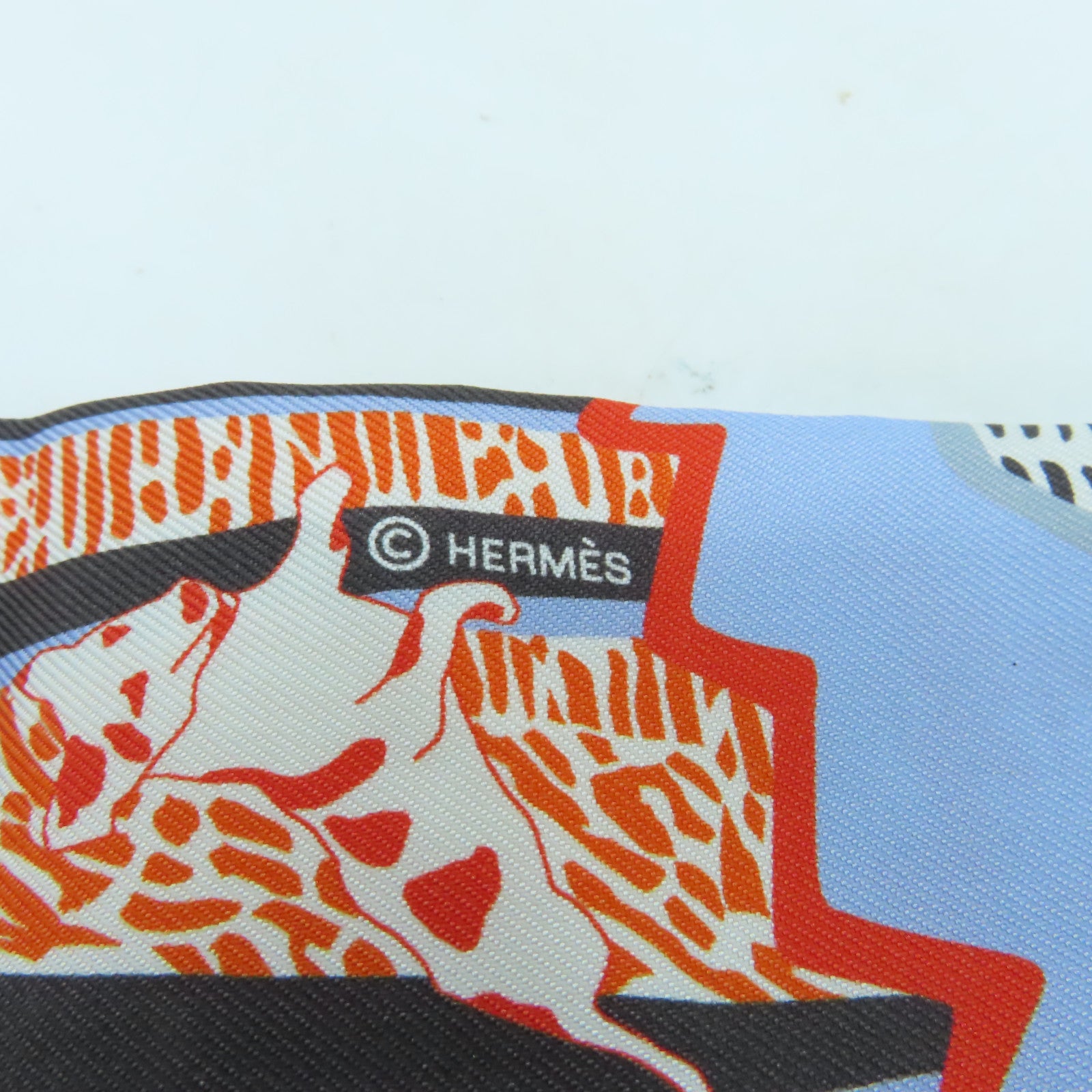 HERMES 絲質Twilly絲巾黑色/黃色/彩色