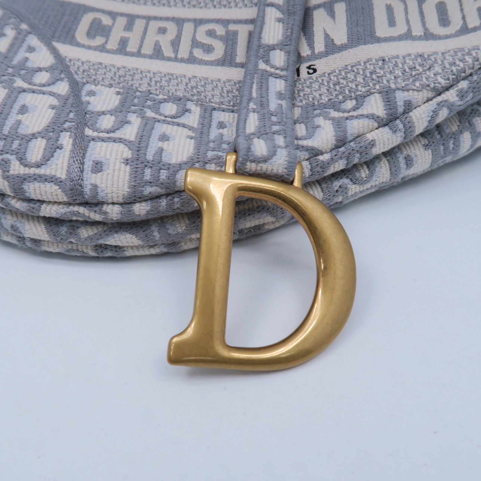 Dior 帆布Saddle M金扣肩背袋白色