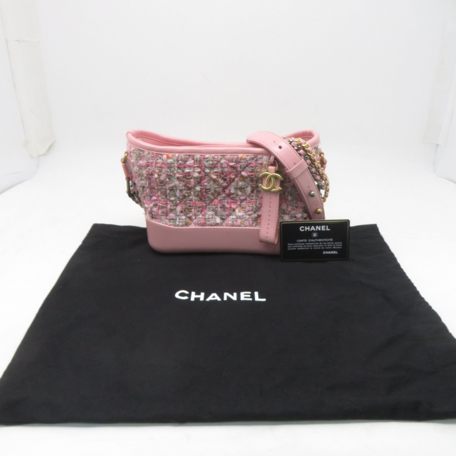 CHANEL 斜紋軟呢Gabrielle Small Hobo Bag肩背袋粉紅色