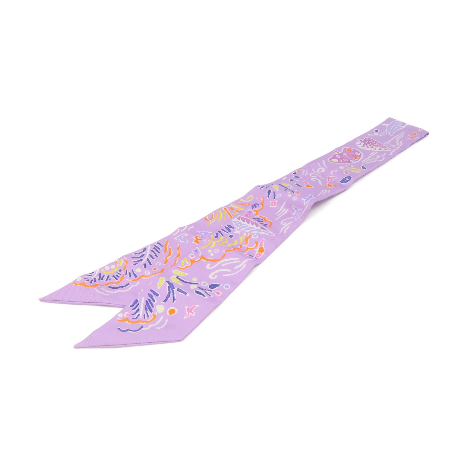 HERMES 丝质Twilly Scarf丝巾紫色/彩色