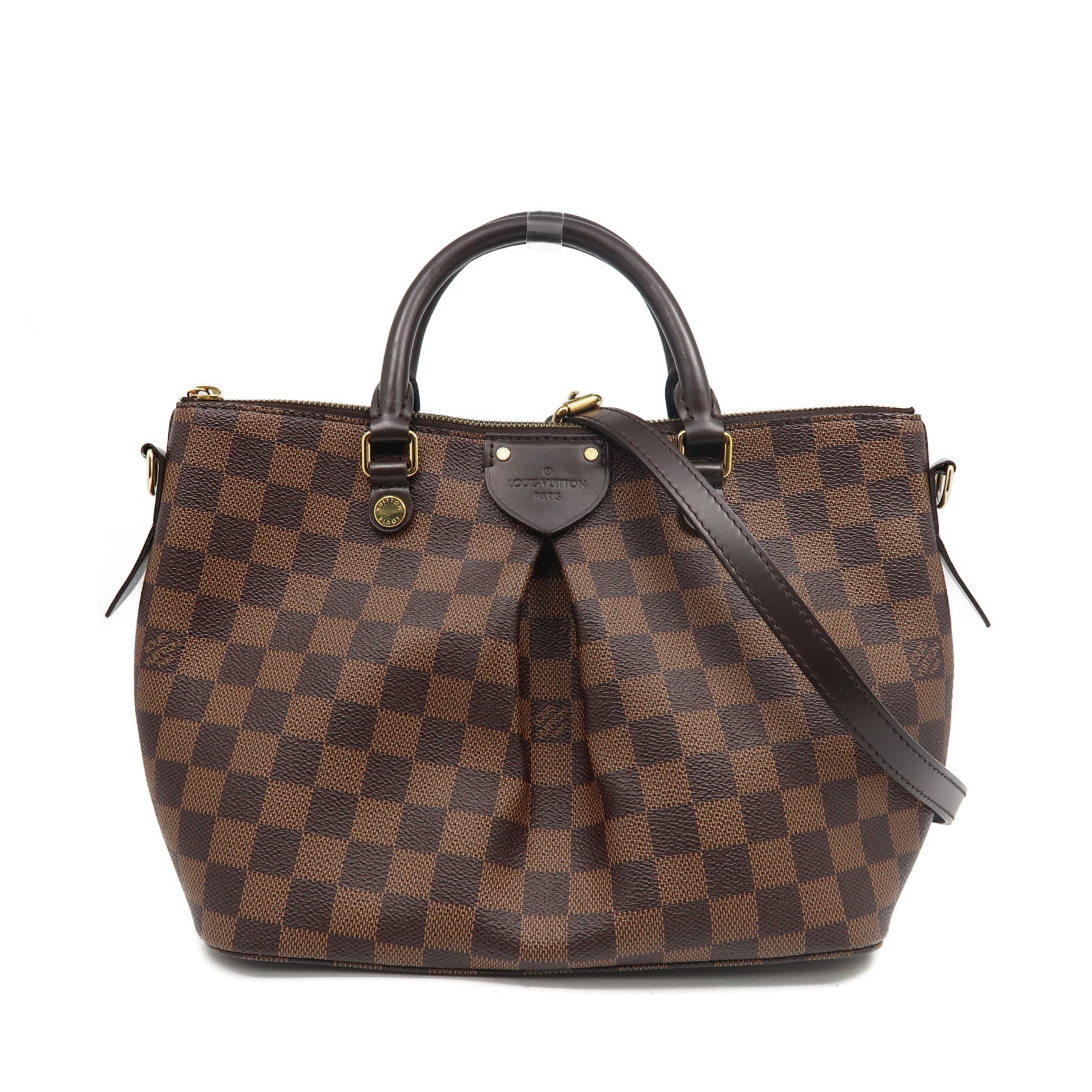 LOUIS VUITTON Damier Ebene Siena PM金扣手挽肩背兩用袋啡色
