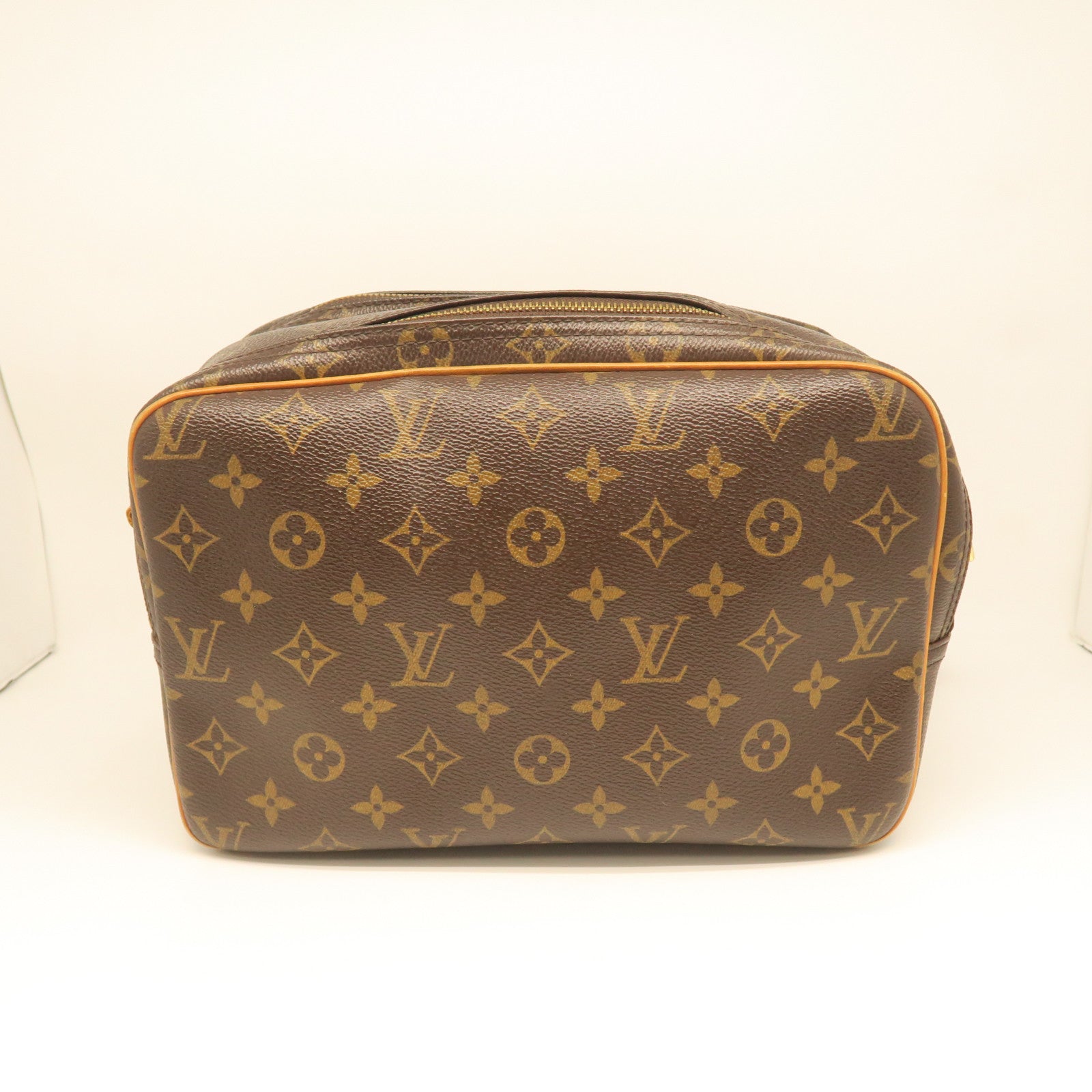 LOUIS VUITTON Monogram Reporter Gold Buckle Shoulder Bag Brown