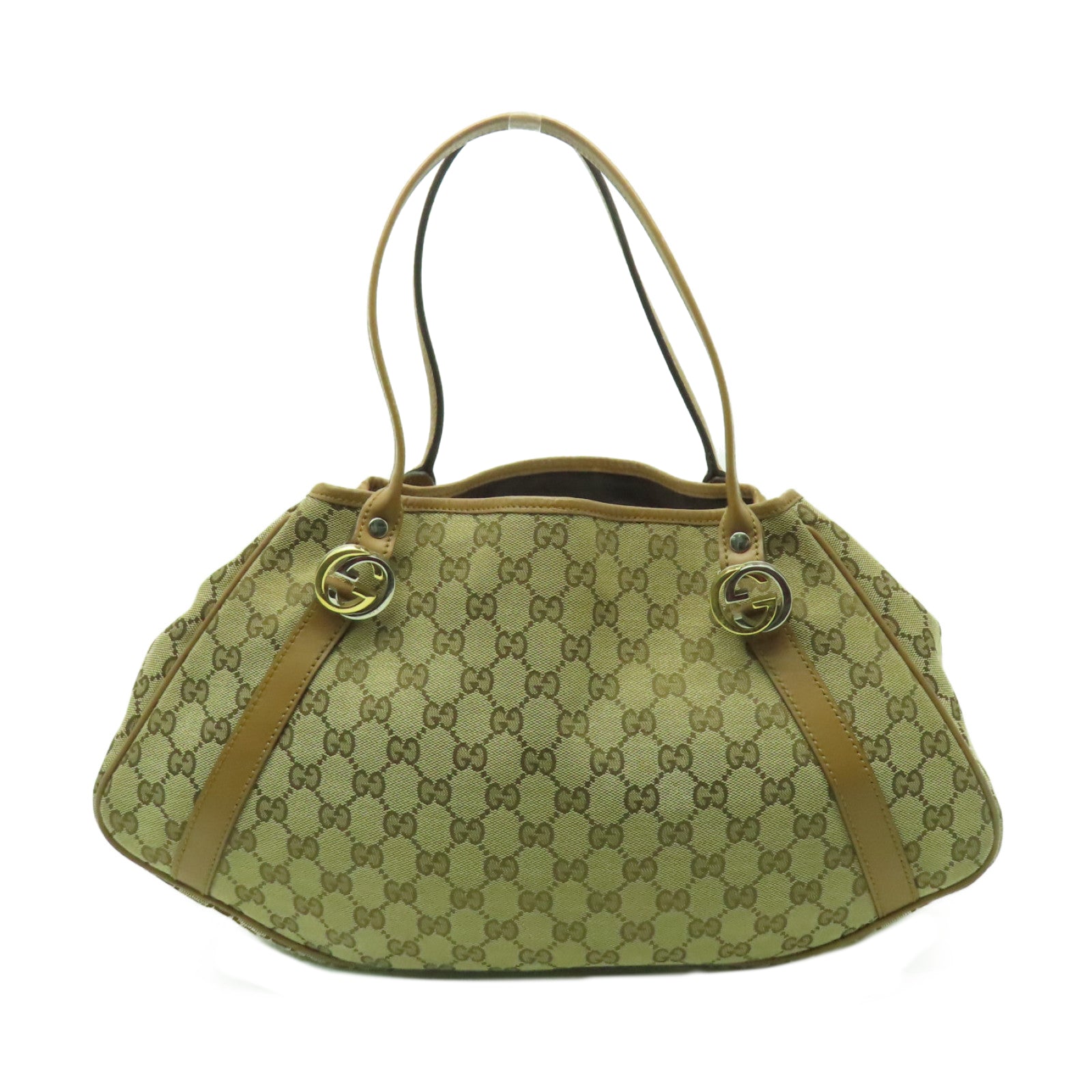 GUCCI 帆布Shoulder Bag金扣肩背袋棕色