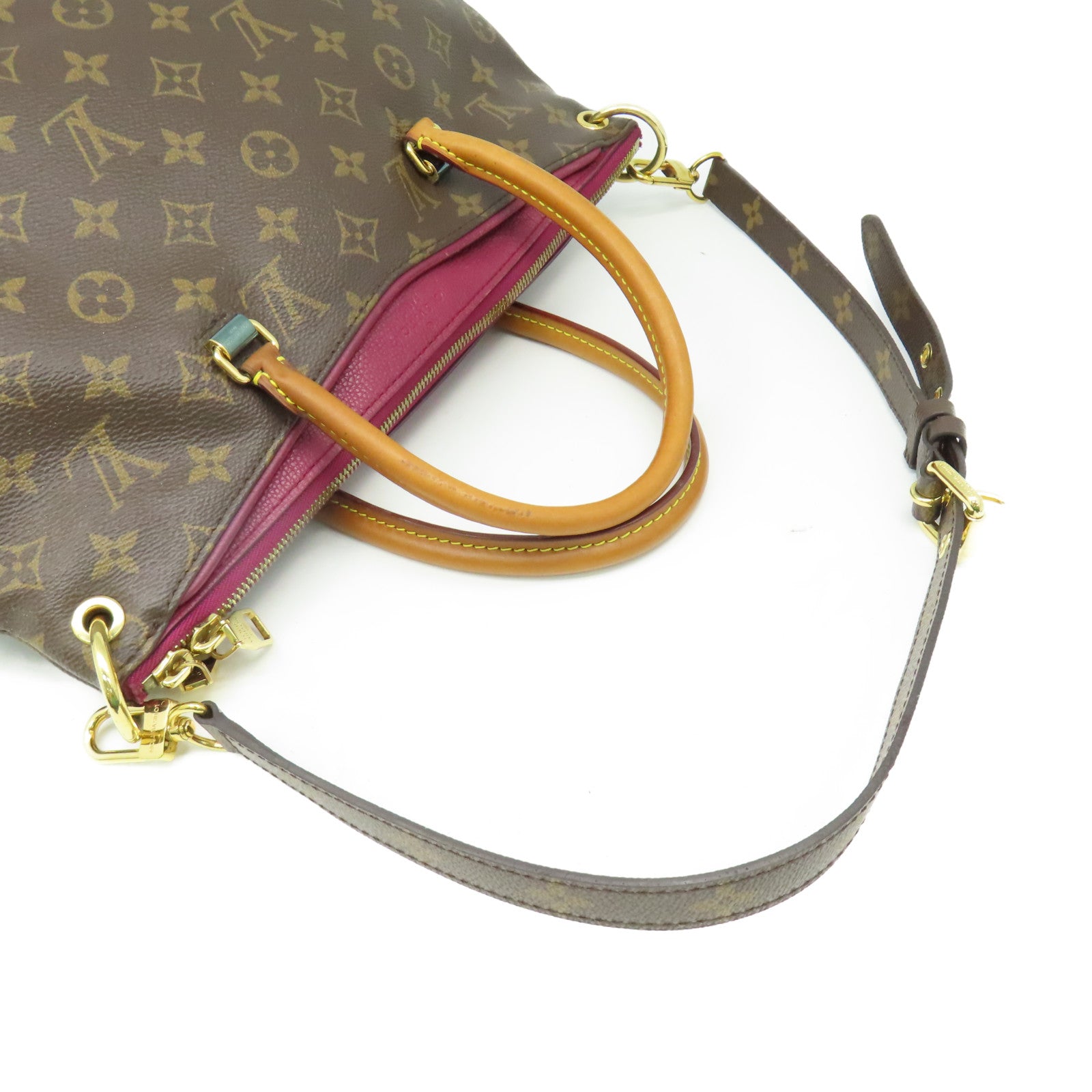 LOUIS VUITTON Monogram Pallas MM 2Way Shoulder Bag手挽肩背兩用袋啡色/酒紅色