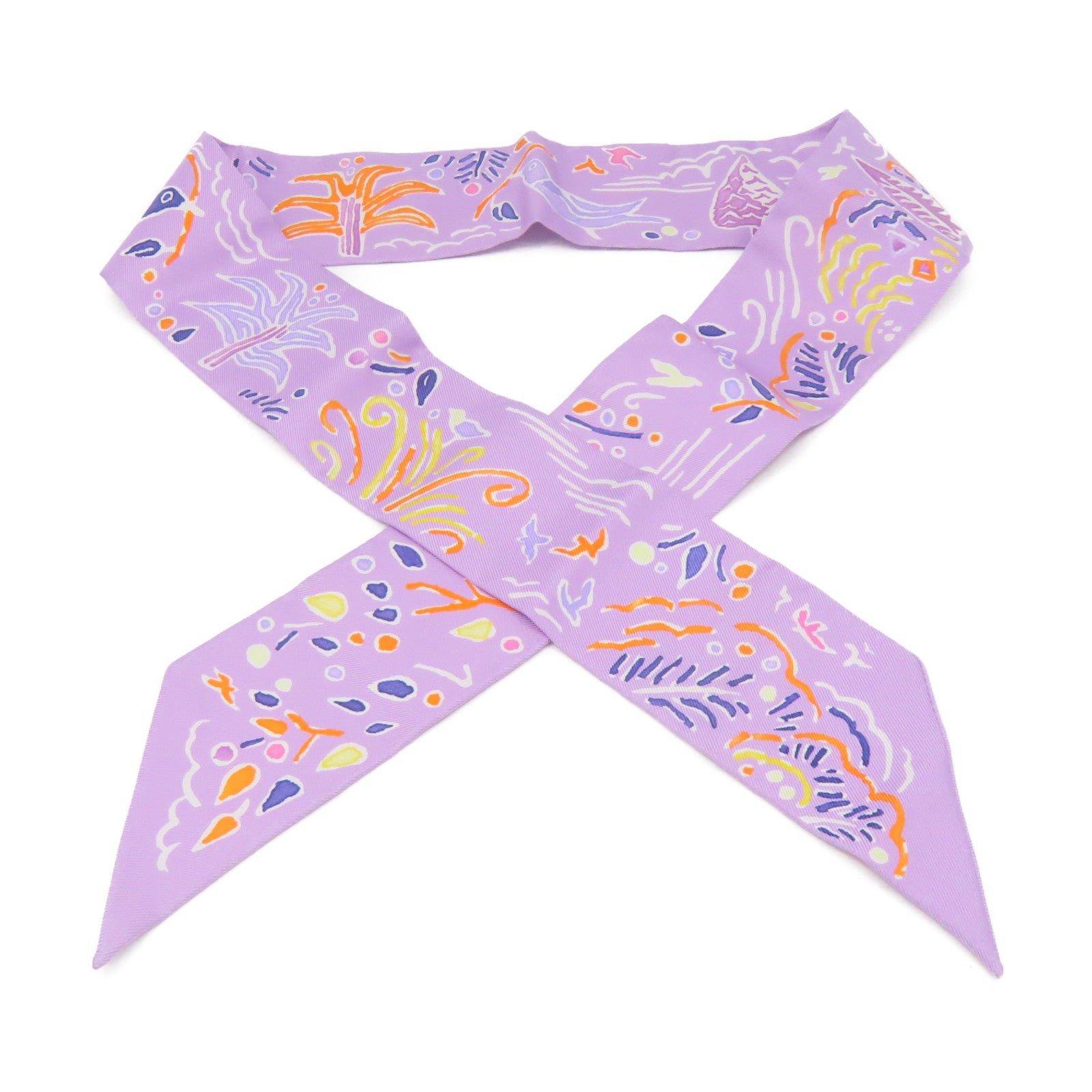 HERMES 丝质Twilly Scarf丝巾紫色/彩色