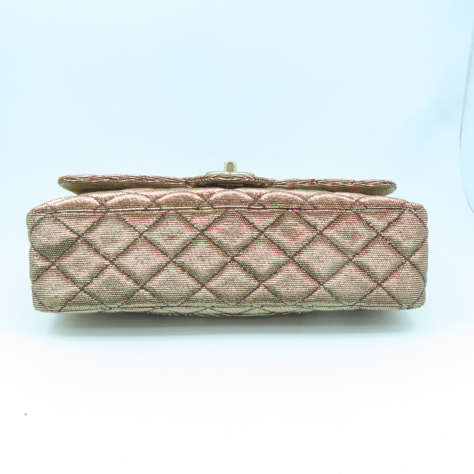 CHANEL Rhombus Nylon Chain Shoulder Gold Buckle Shoulder Bag Gold/Red