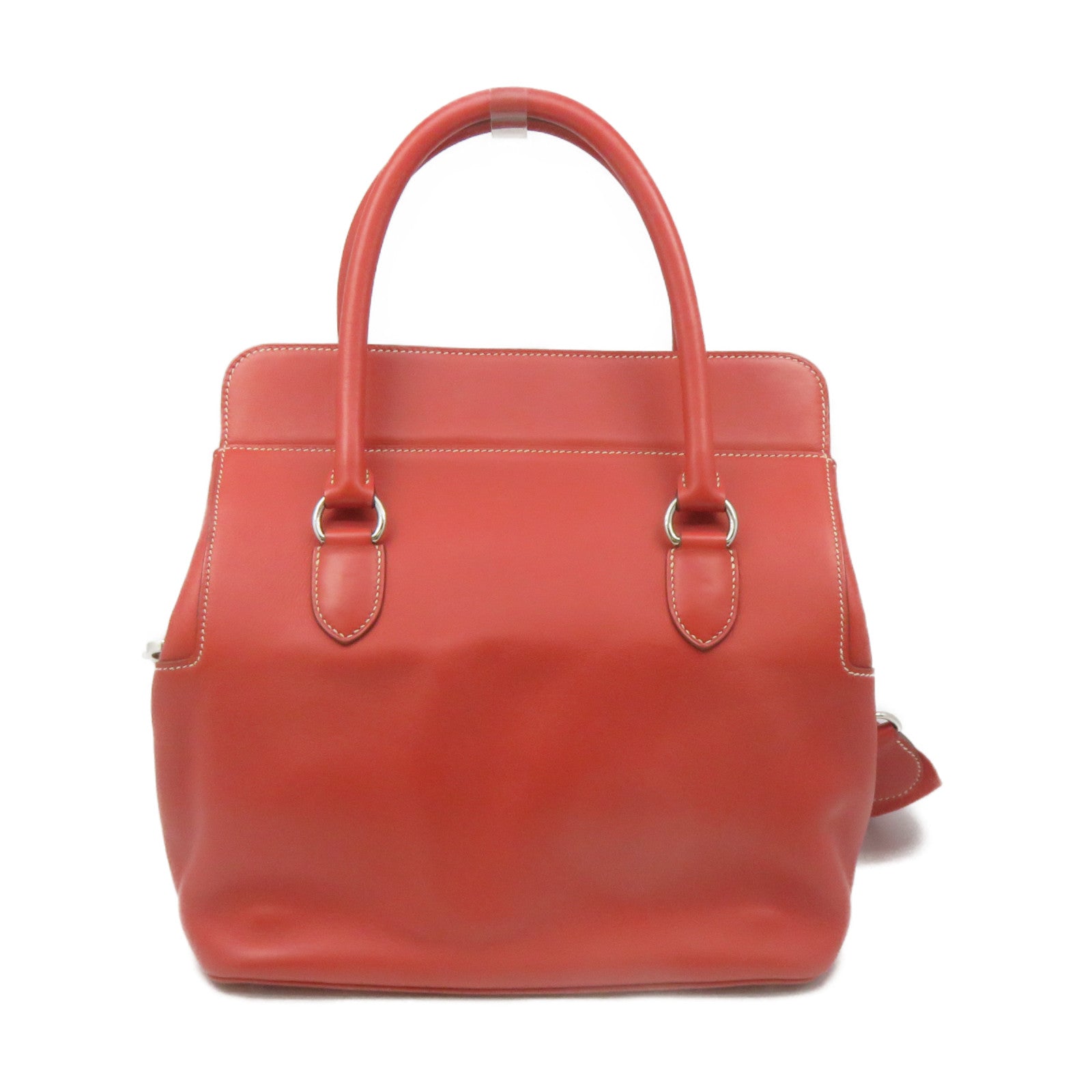 HERMES 【激減優惠】Swift皮革Toolbox 26 2Way Shoulder Bag銀扣手挽肩背兩用袋9M橙色