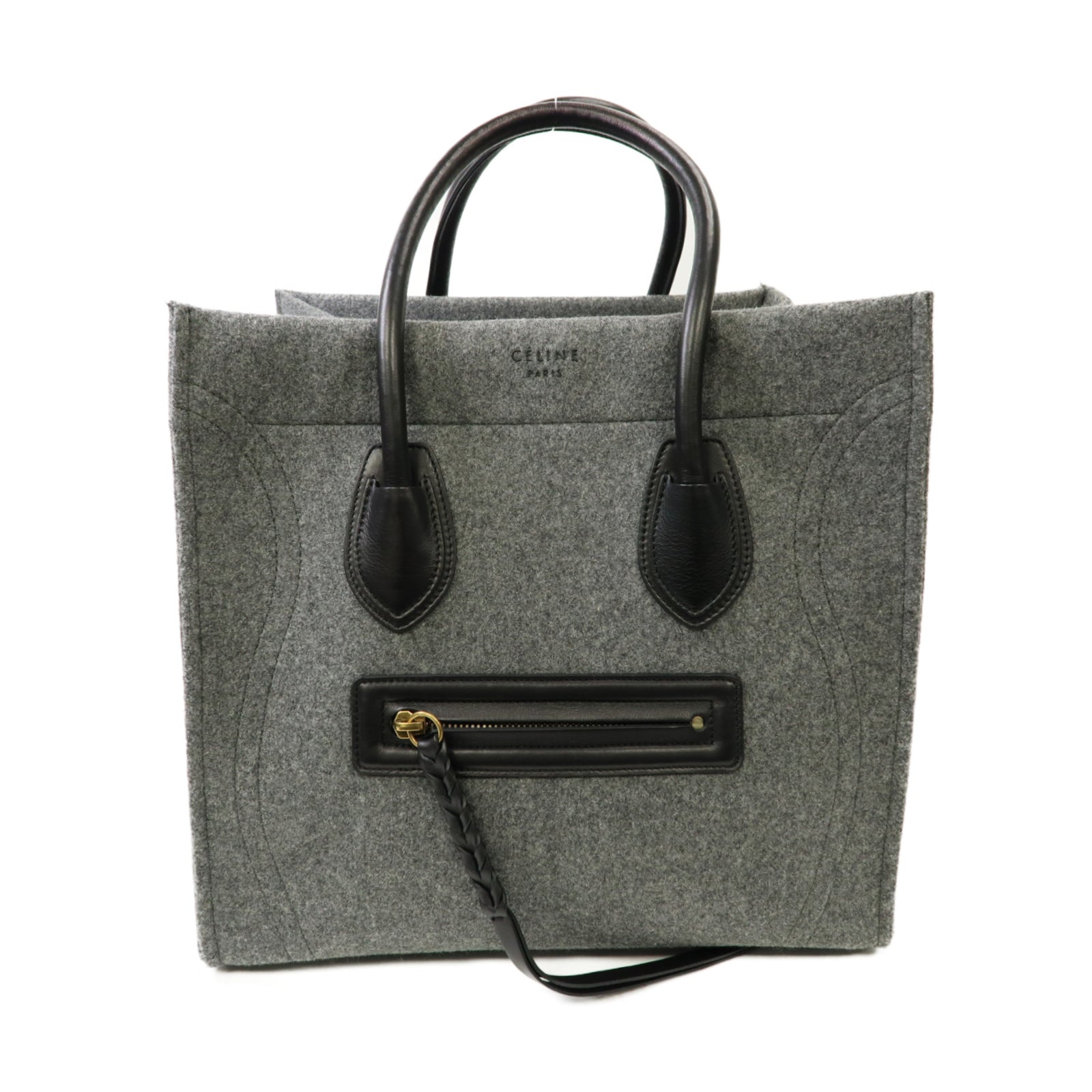 CELINE 羊絨Phantom Lugguge金扣手挽袋灰色