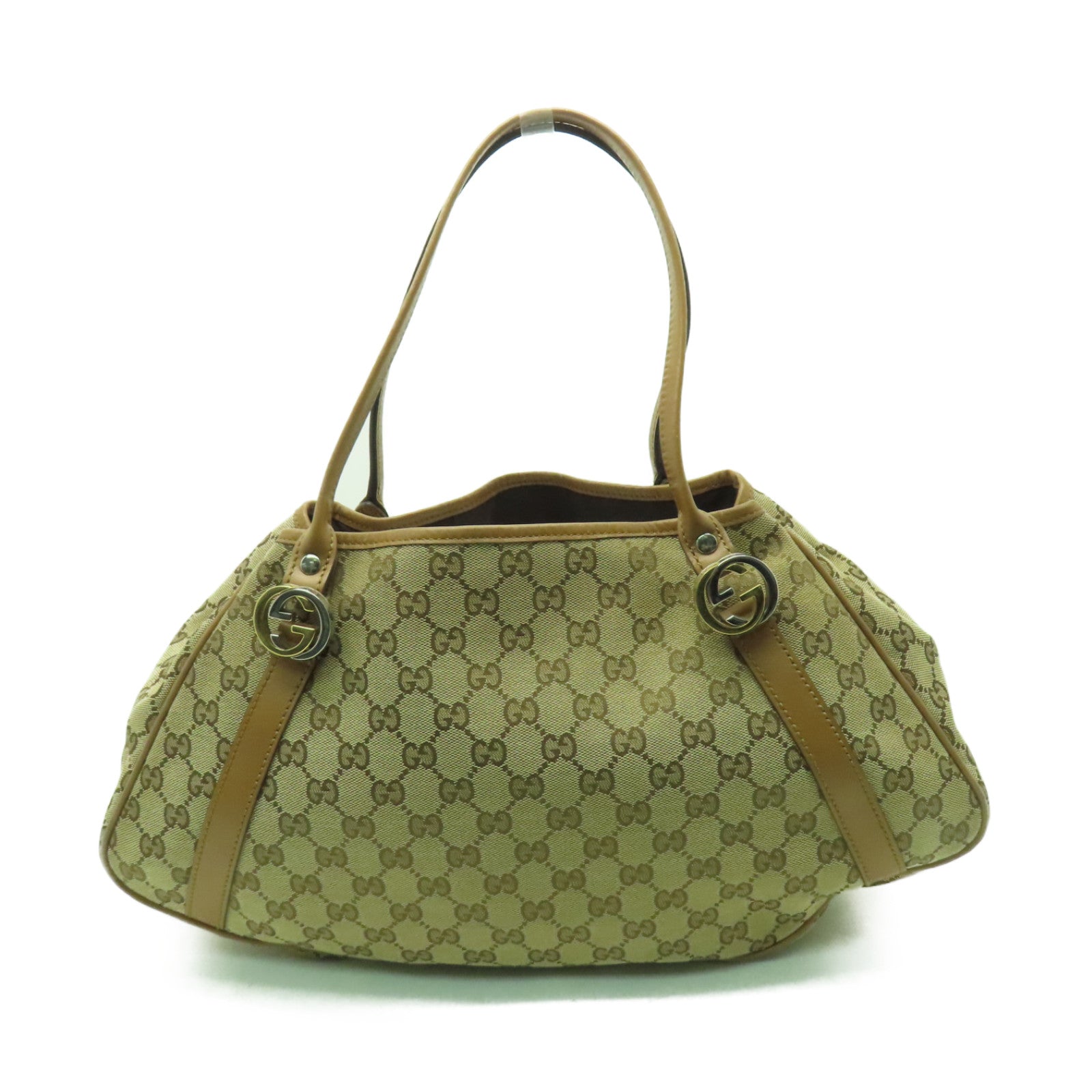 GUCCI 帆布Shoulder Bag金扣肩背袋棕色