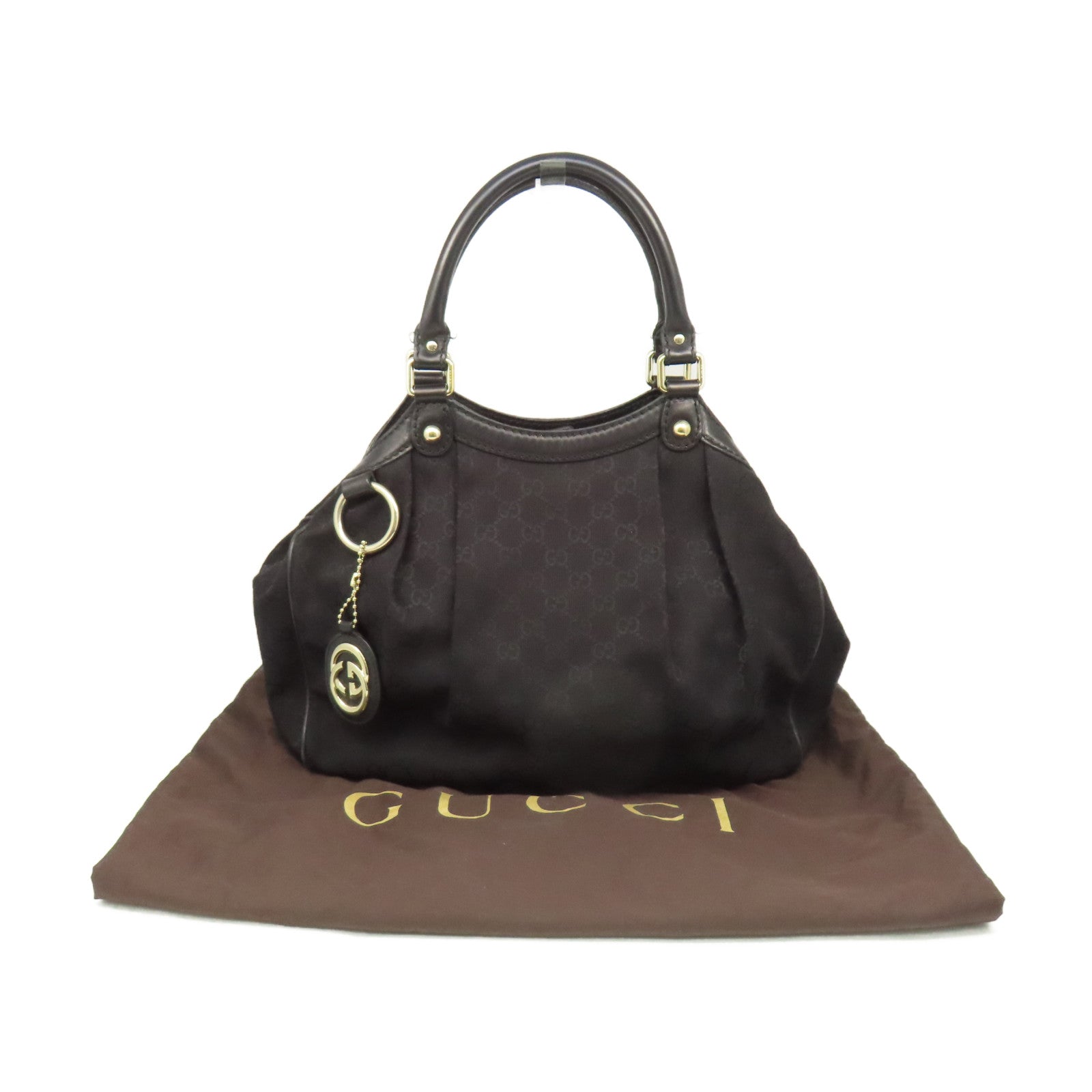 GUCCI GG帆布Shoulder Bag肩背袋黑色
