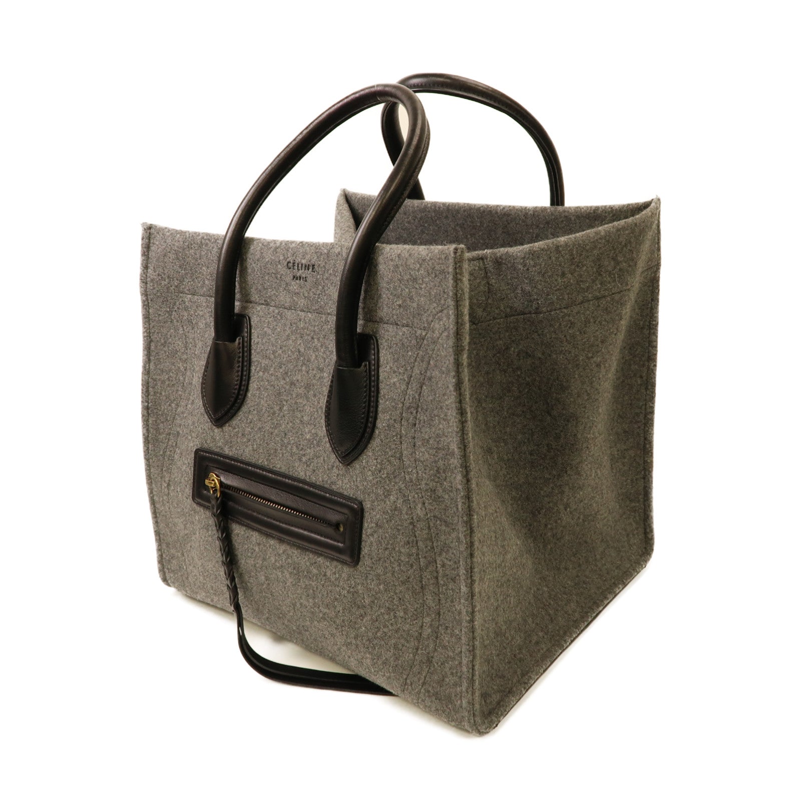 CELINE 羊絨Phantom Lugguge金扣手挽袋灰色