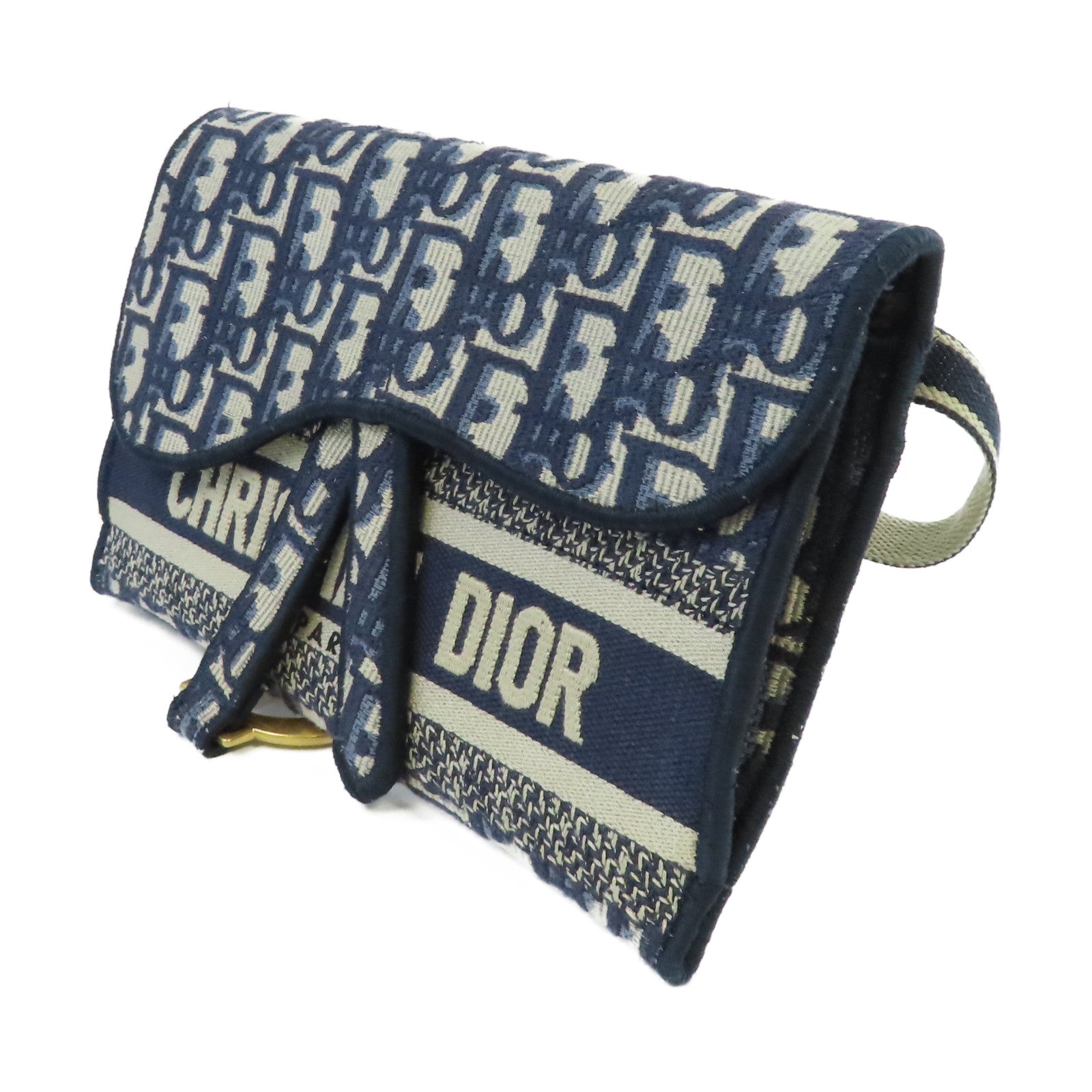 Dior Oblique帆布Saddle Waist Bag金扣腰包寶藍色/啡色