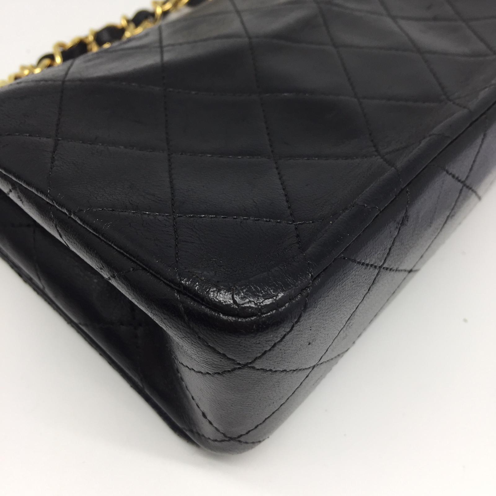 CHANEL 【激減優惠】菱格羊皮皮革Vintage Chain Shoulder金扣鏈帶肩背袋黑色