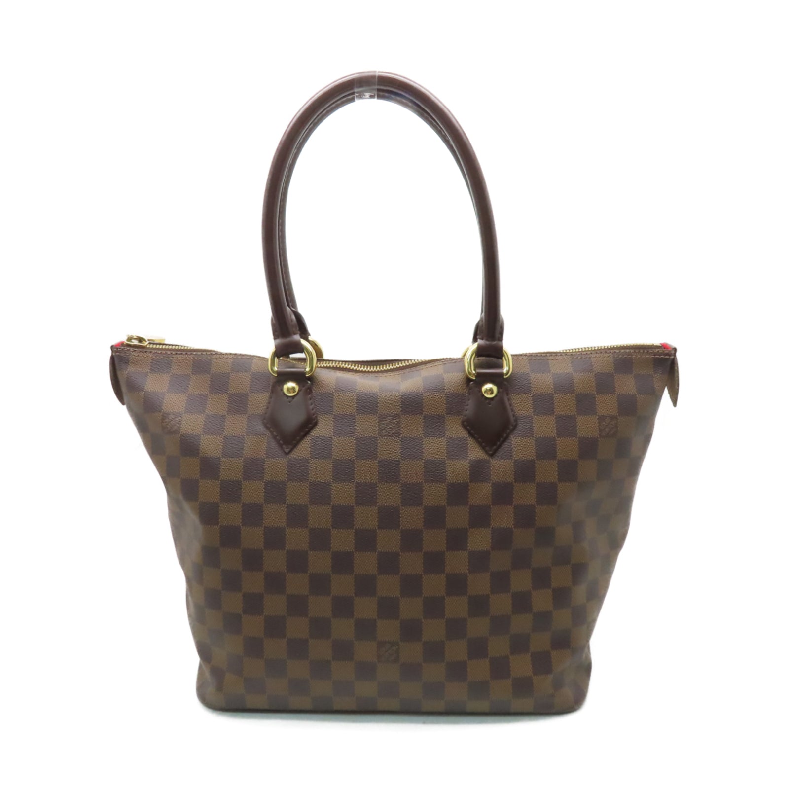 LOUIS VUITTON Damier Saleya MM金扣肩背袋棕色