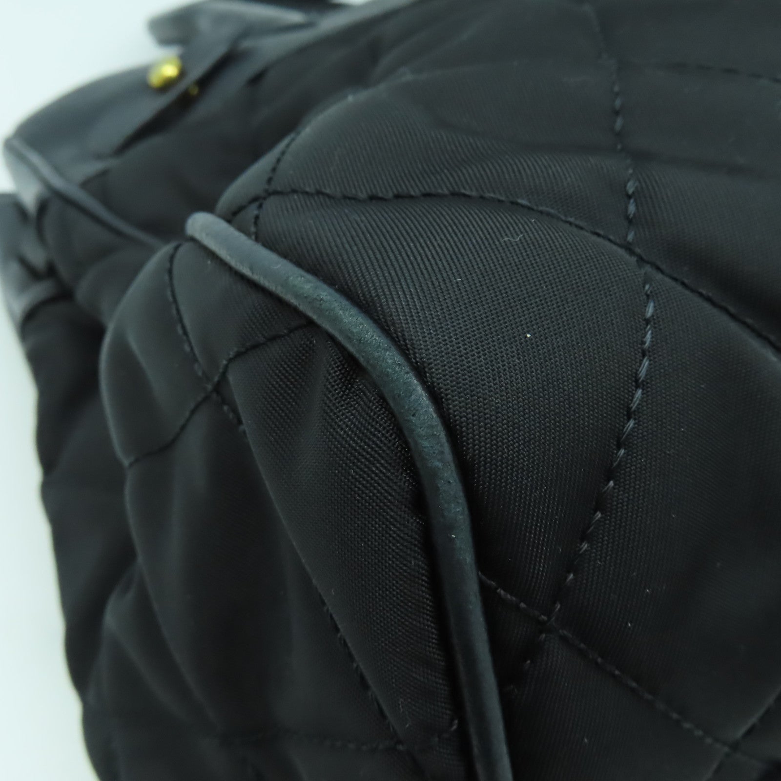 PRADA 【激減優惠】菱格尼龍/牛皮皮革2 Way Shoulder Bag金扣手挽肩背兩用袋黑色