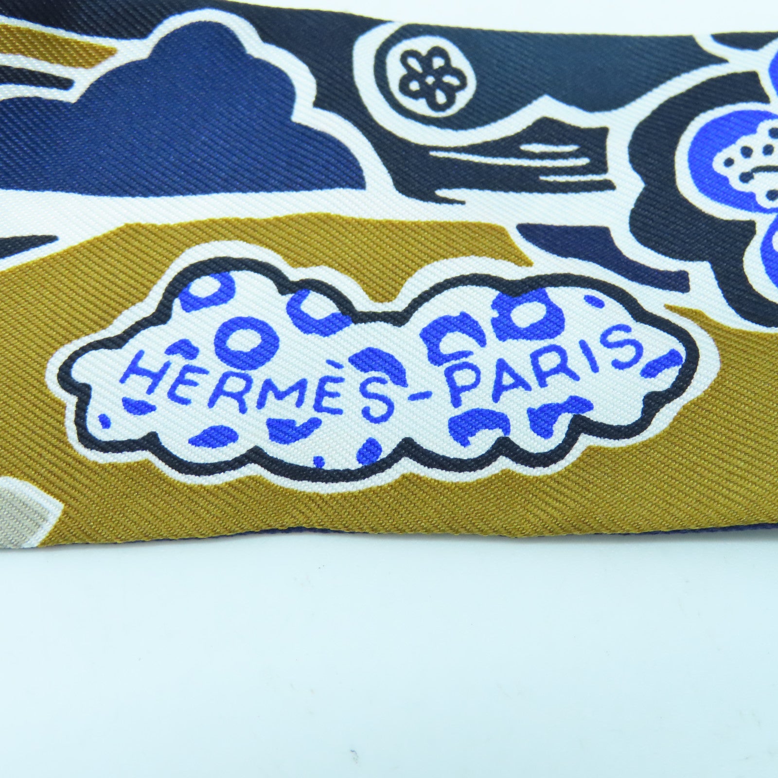 HERMES Silk Twilly Scarf Blue Color
