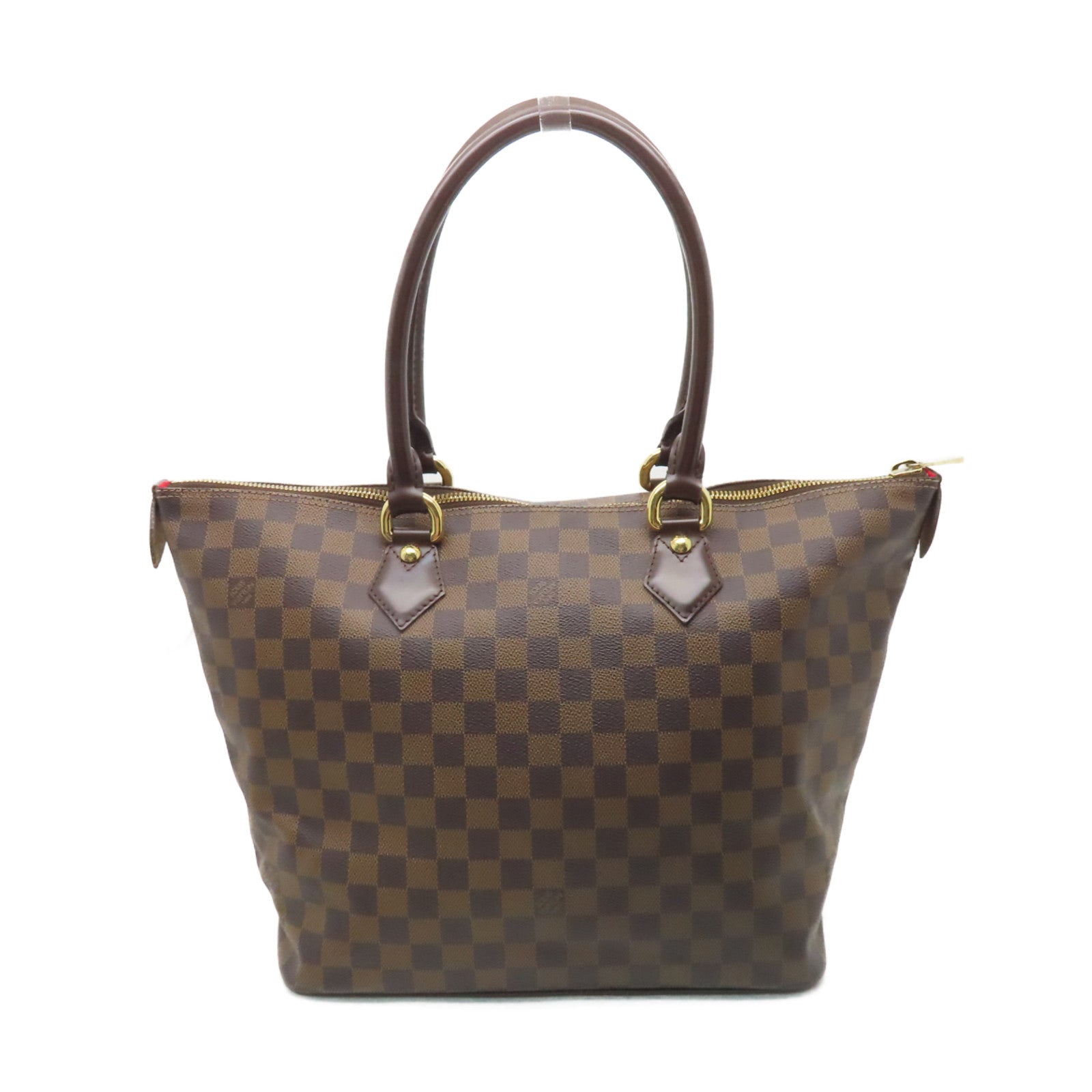 LOUIS VUITTON Damier Saleya MM金扣肩背袋棕色