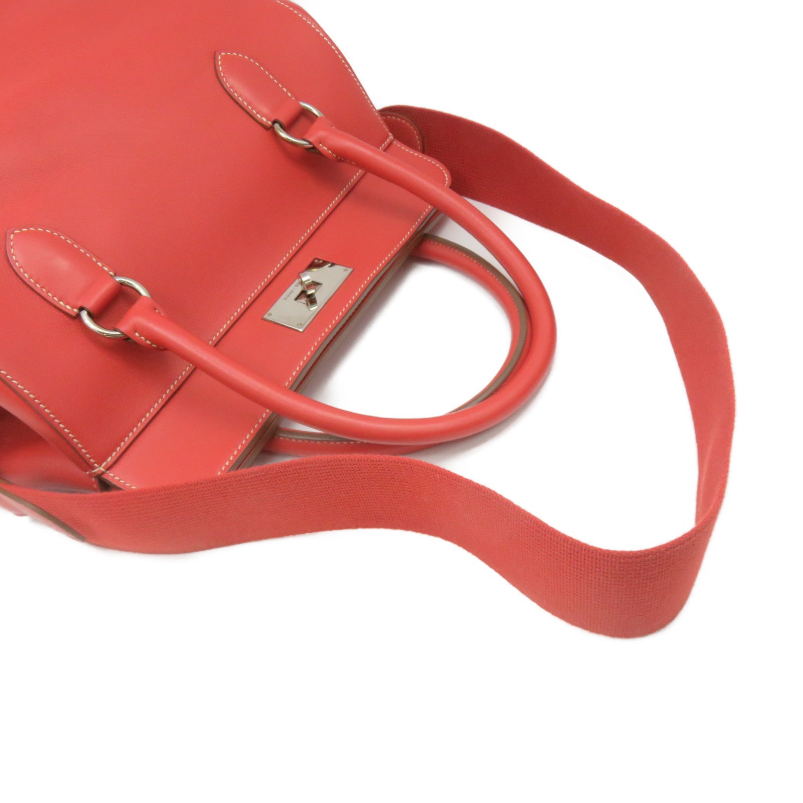 HERMES 【激減優惠】Swift皮革Toolbox 26 2Way Shoulder Bag銀扣手挽肩背兩用袋9M橙色