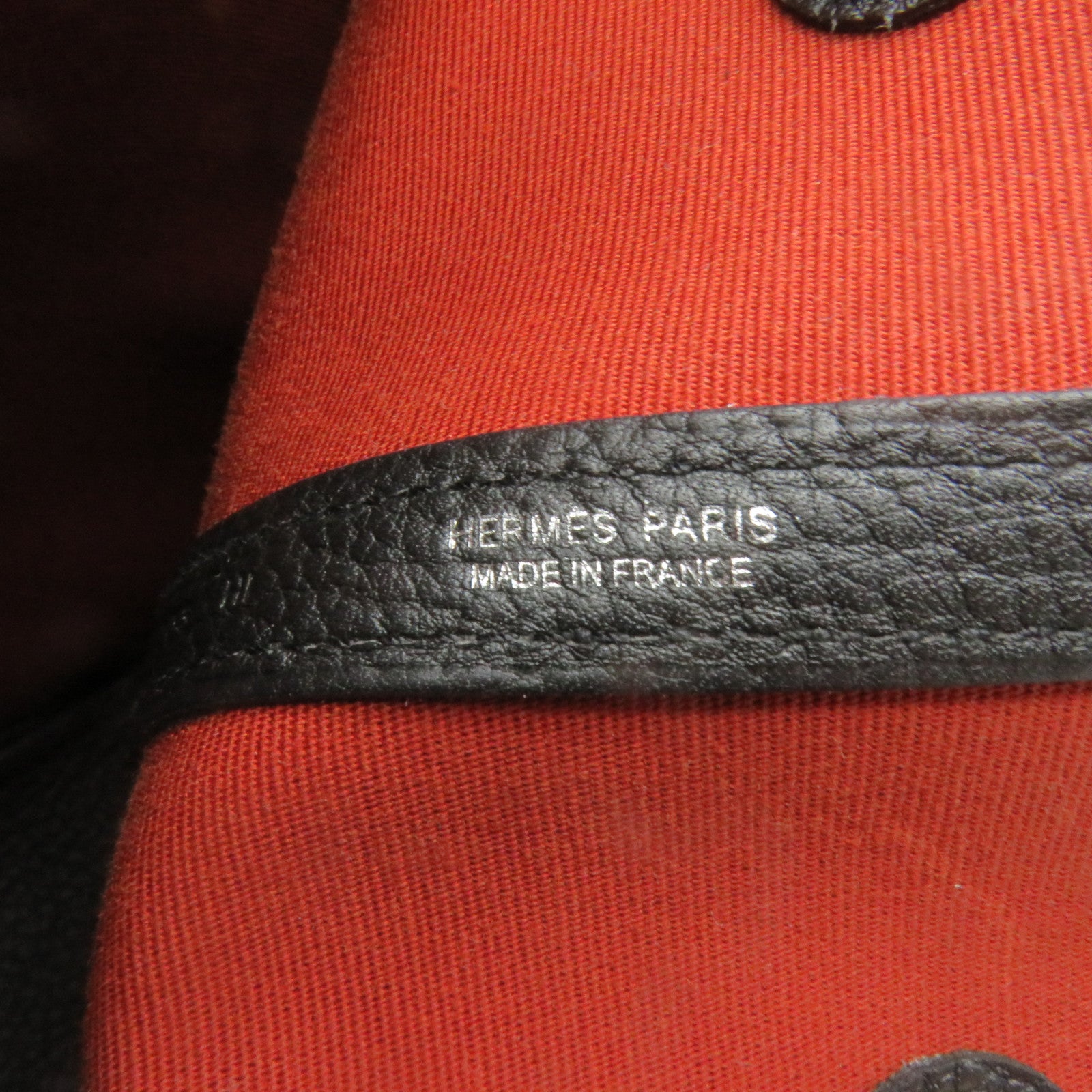 HERMES 帆布GardenParty PM Tote Bag銀扣手拿包紅色