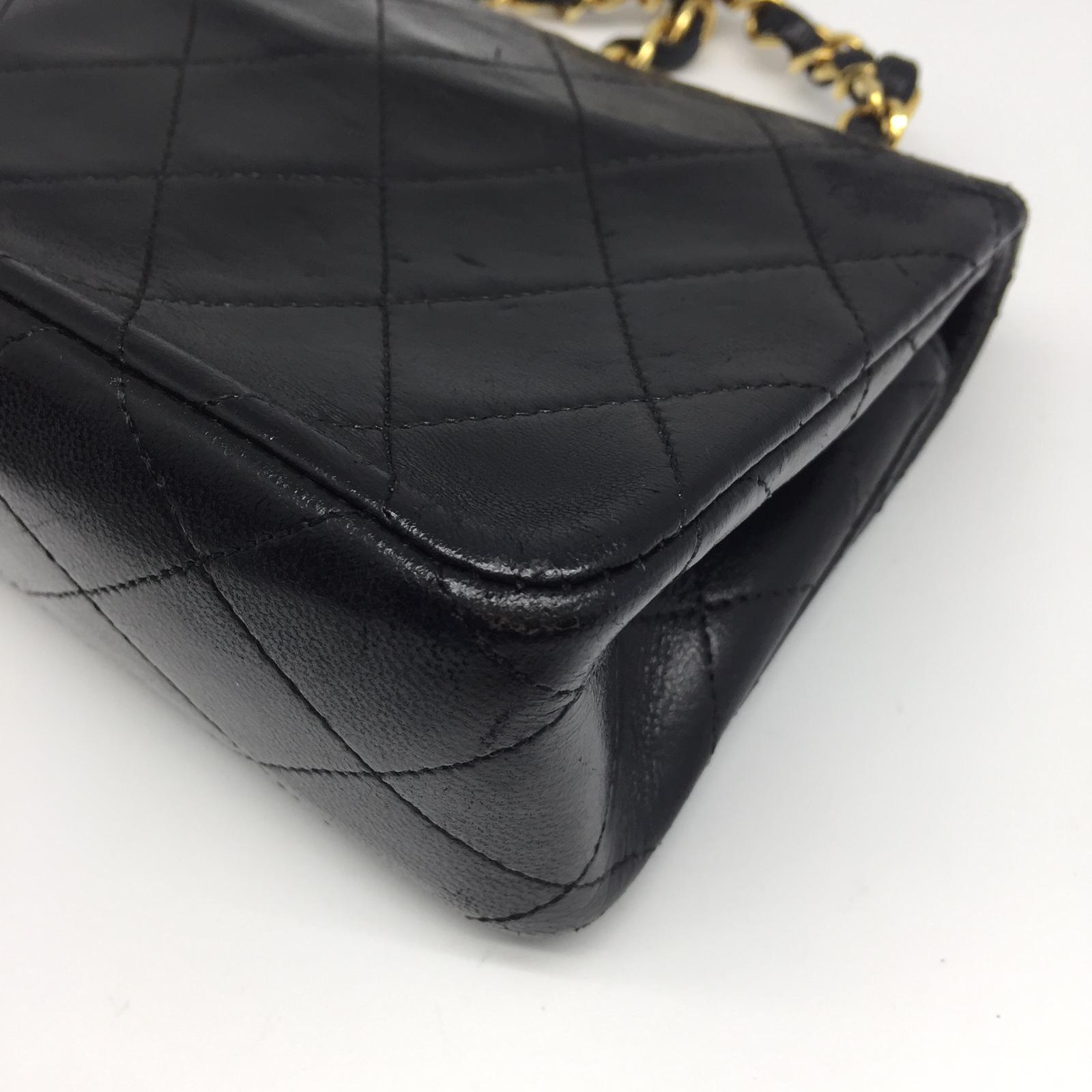 CHANEL 【激減優惠】菱格羊皮皮革Vintage Chain Shoulder金扣鏈帶肩背袋黑色