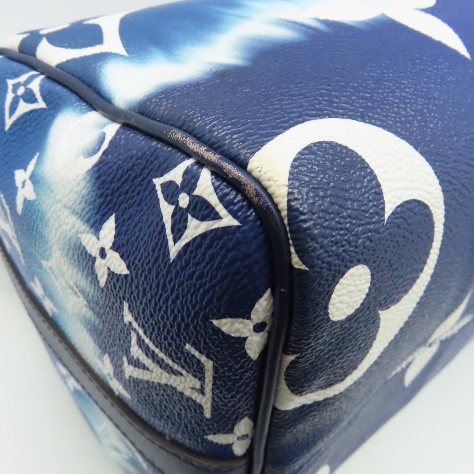 LOUIS VUITTON Monogram Speedy 30 Bandouiere銀扣手挽肩背兩用袋藍色