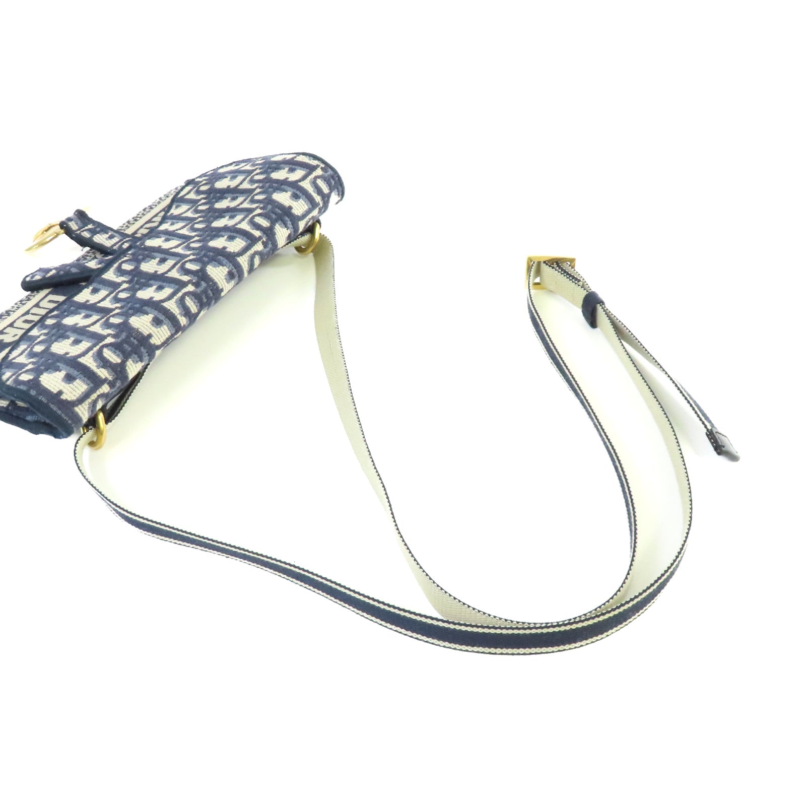 Dior Oblique帆布Saddle Waist Bag金扣腰包寶藍色/啡色