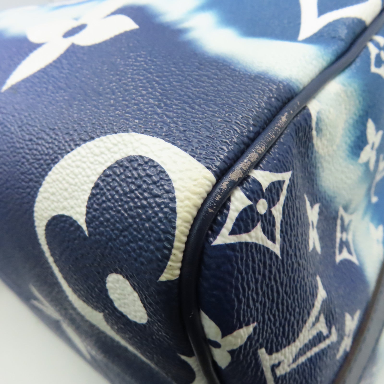 LOUIS VUITTON Monogram Speedy 30 Bandouiere銀扣手挽肩背兩用袋藍色
