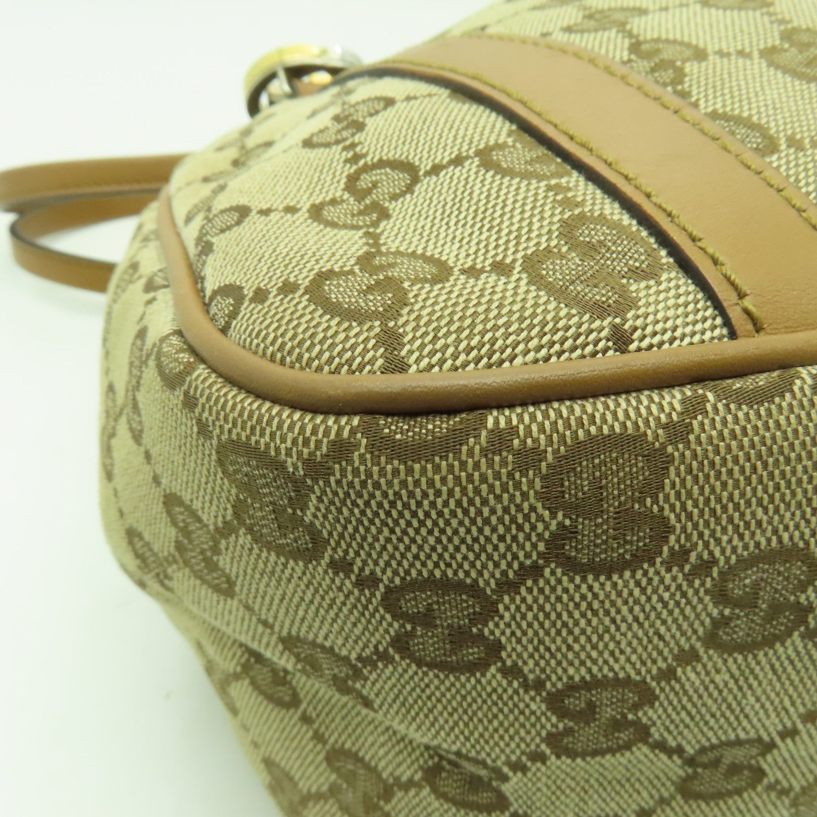 GUCCI 帆布Shoulder Bag金扣肩背袋棕色