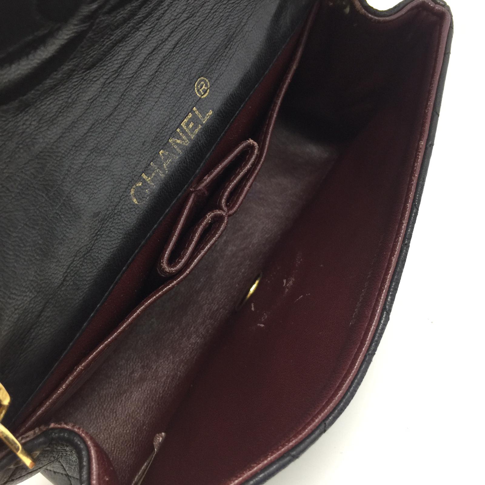 CHANEL 【激減優惠】菱格羊皮皮革Vintage Chain Shoulder金扣鏈帶肩背袋黑色