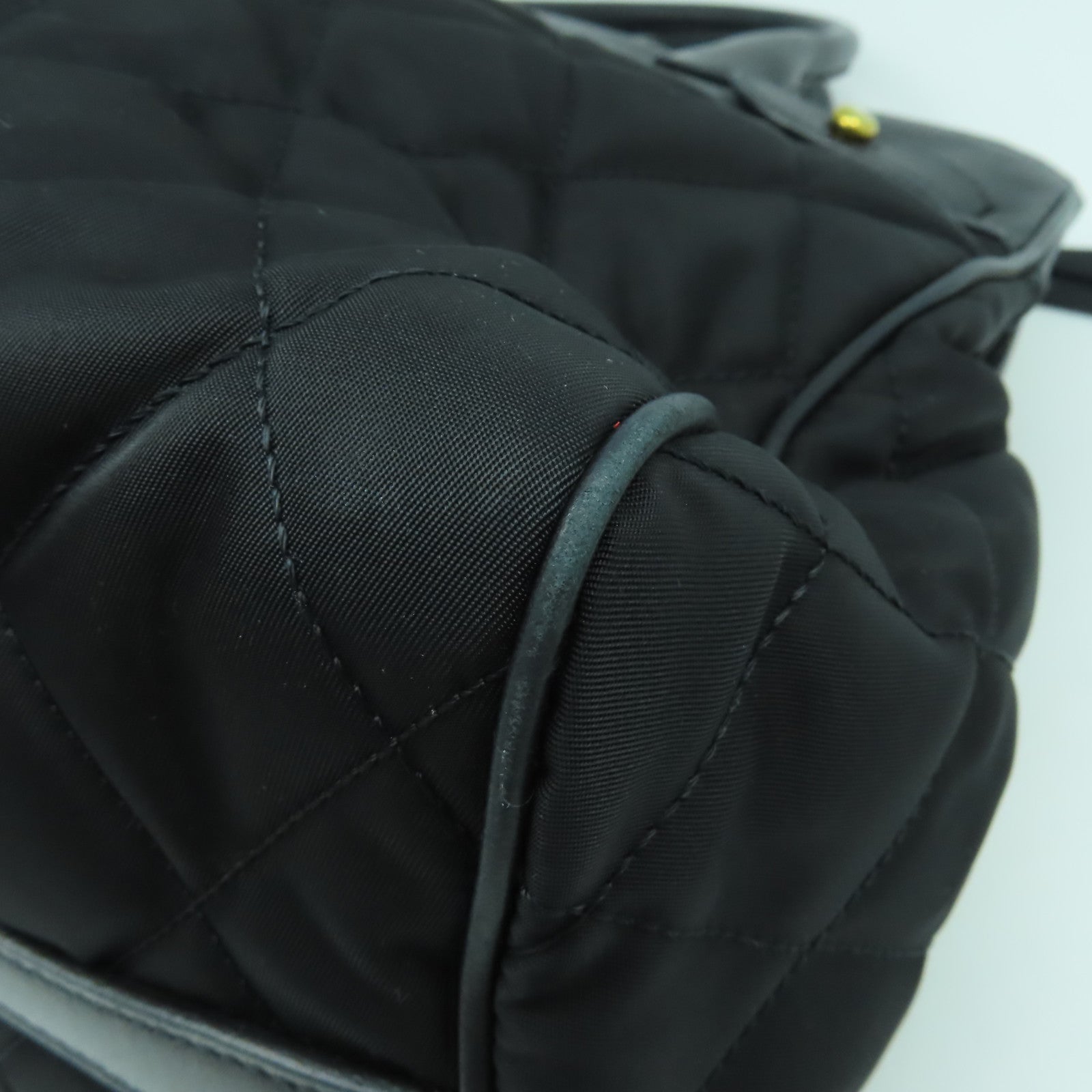 PRADA 【激減優惠】菱格尼龍/牛皮皮革2 Way Shoulder Bag金扣手挽肩背兩用袋黑色