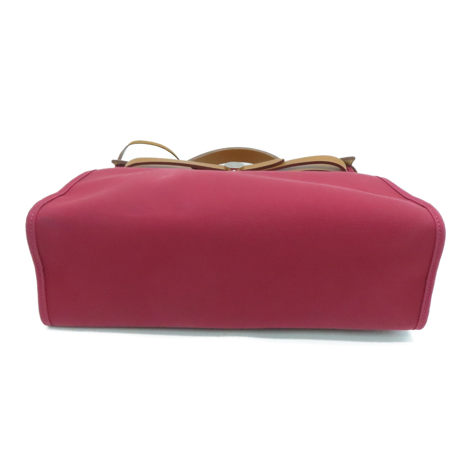 HERMES 帆布Herbag Shoulder Bag银扣肩背袋Ruby红色