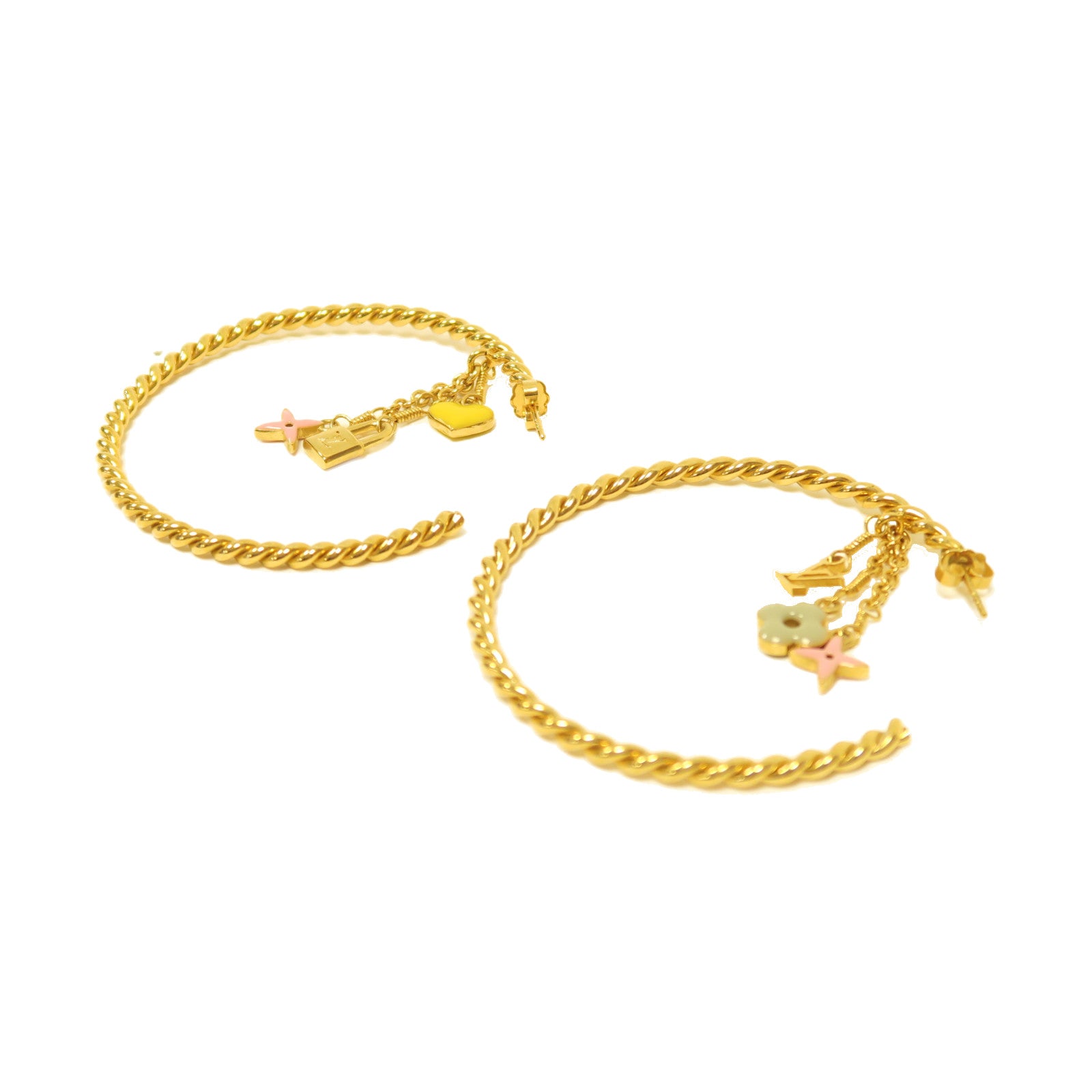 LOUIS VUITTON 金屬Earrings金扣耳環粉紅色/黃色/綠色