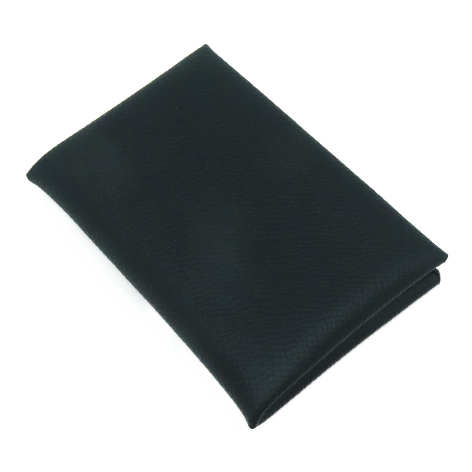 HERMES Epsom皮革Calvi銀扣卡片套Noir黑色