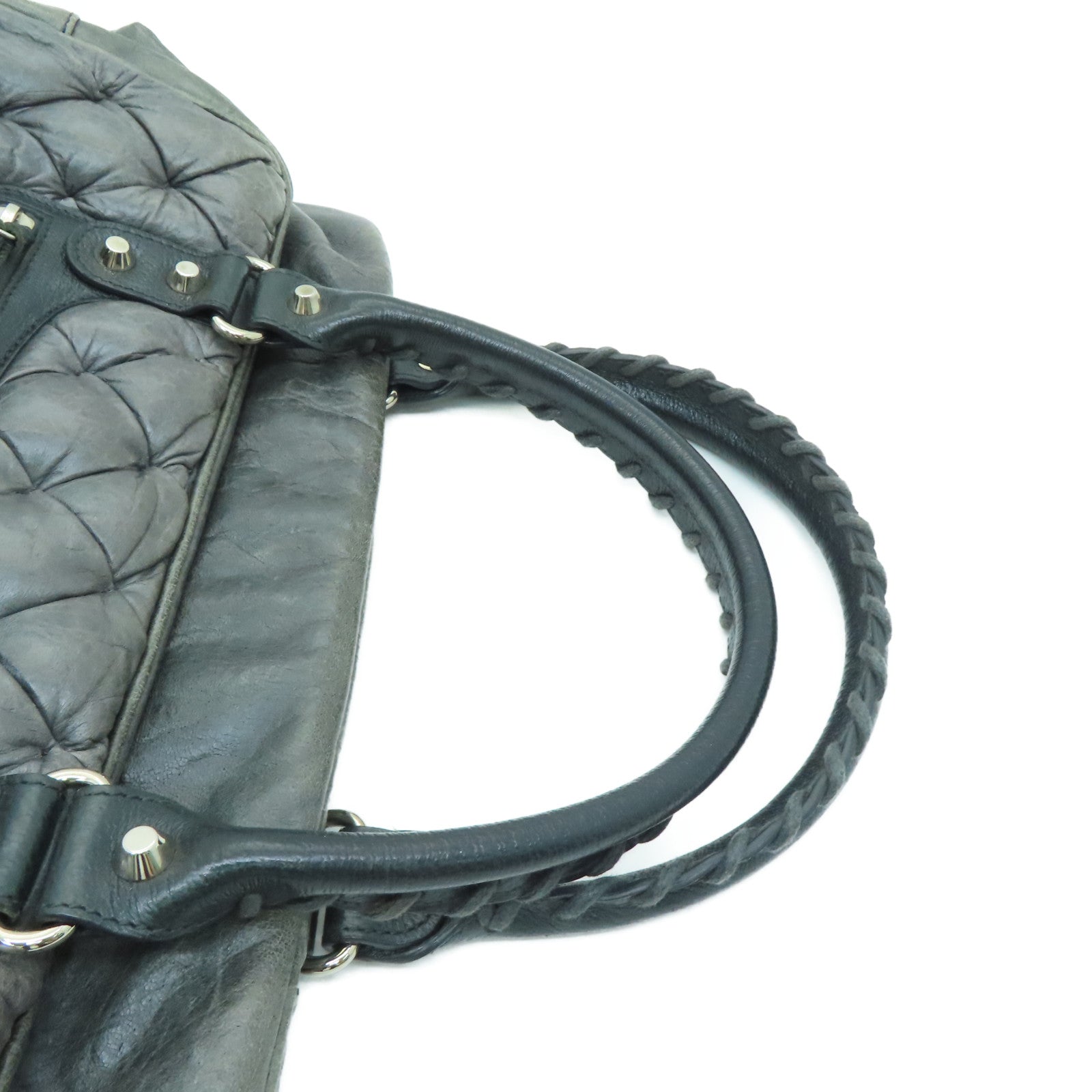 BALENCIAGA 【激减优惠】羊皮皮革The Matelasse银扣手挽袋灰色