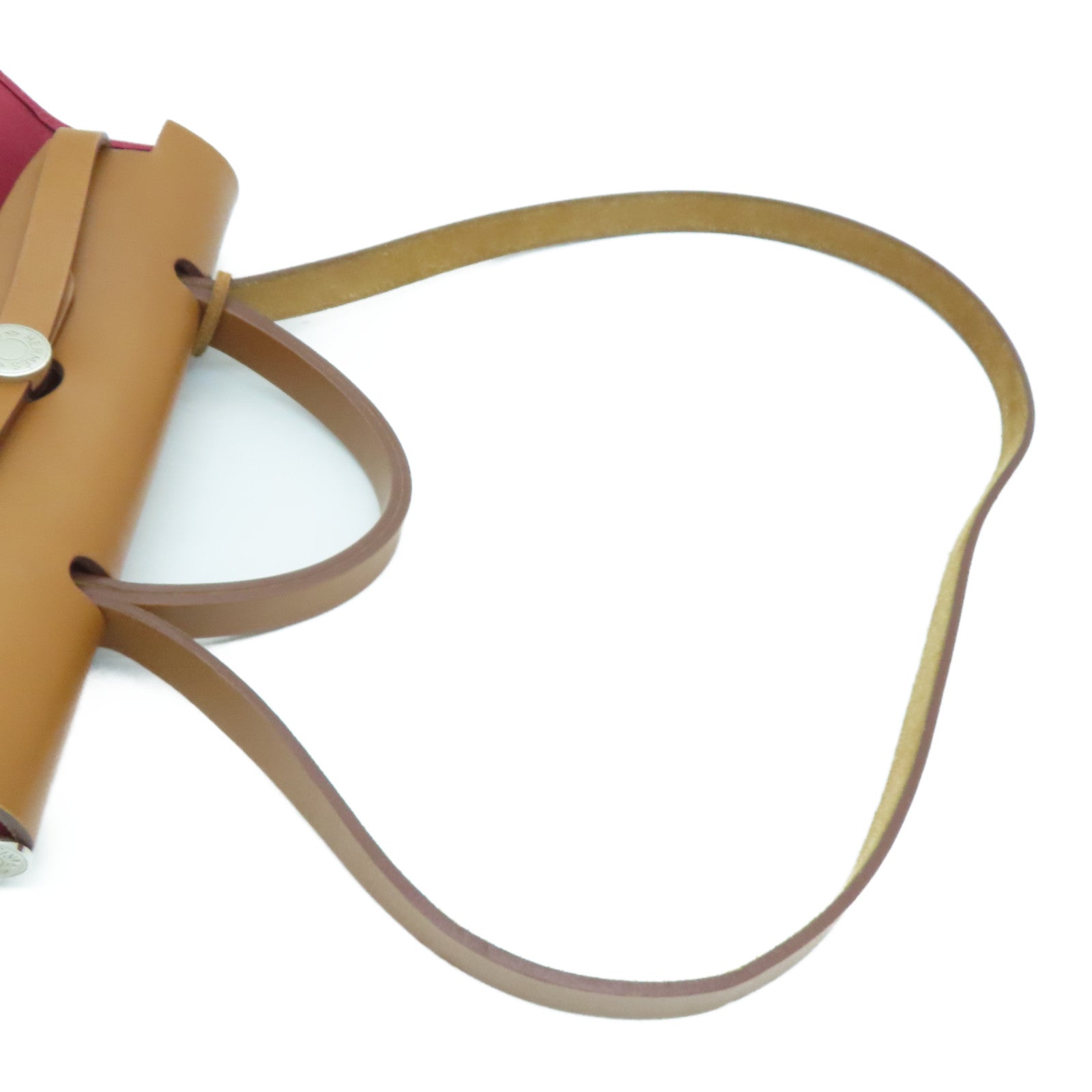 HERMES 帆布Herbag Shoulder Bag银扣肩背袋Ruby红色
