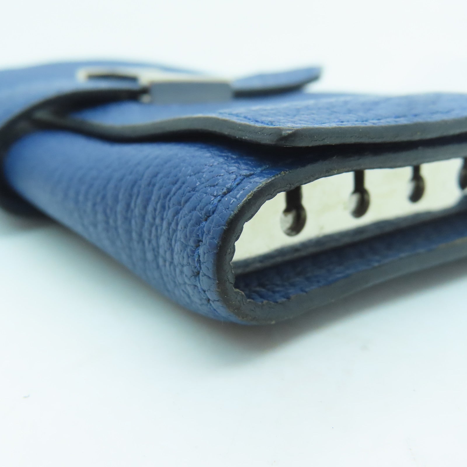 HERMES Epsom皮革key Case 4銀扣鎖匙包藍色