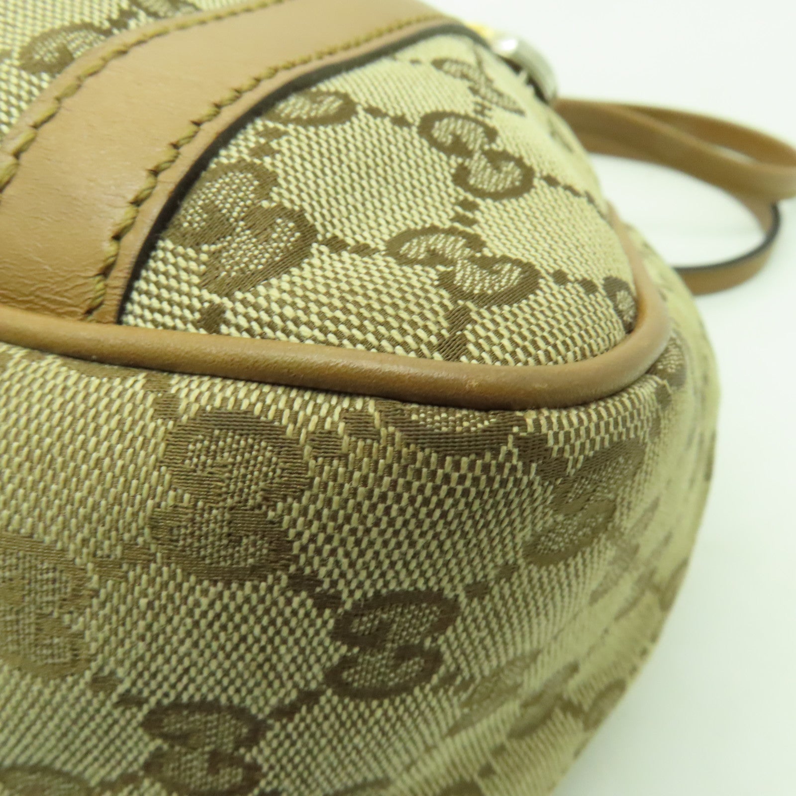 GUCCI 帆布Shoulder Bag金扣肩背袋棕色