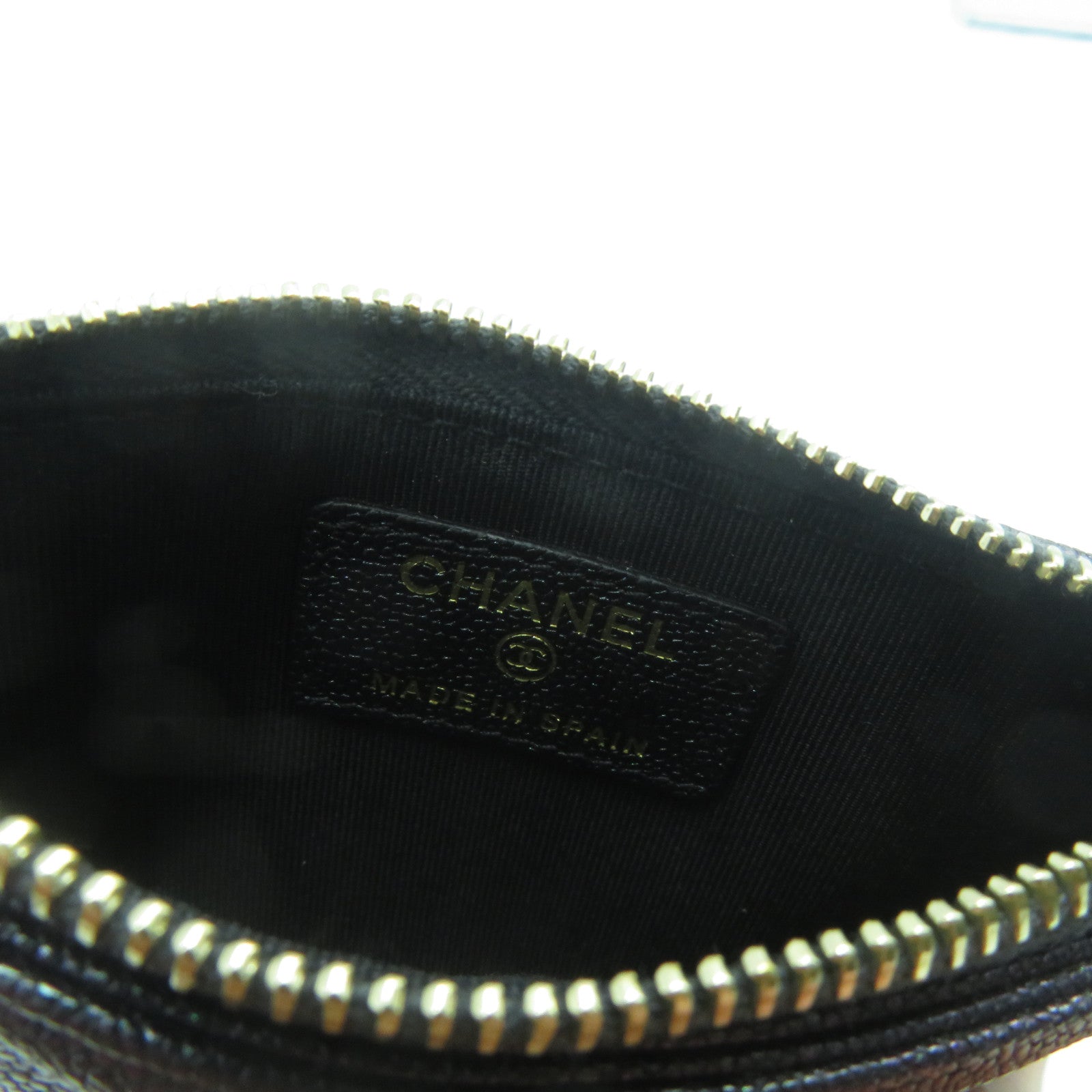 CHANEL 菱格Caviar皮革Card Case金扣卡片套紫色