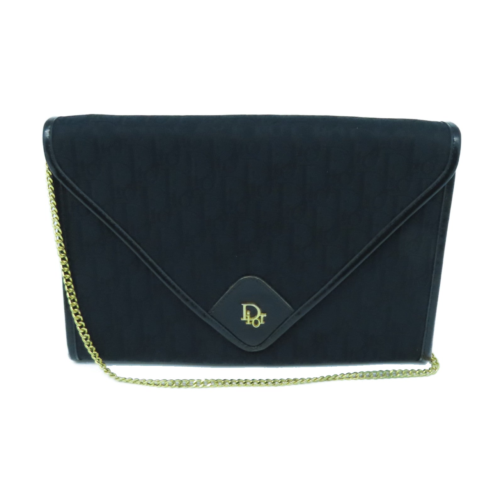 Dior 帆布Vintage Chain Shoulder Bag金扣鏈帶肩背袋黑色