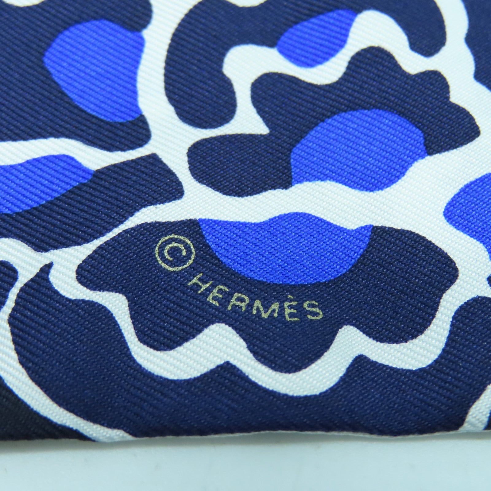 HERMES Silk Twilly Scarf Blue Color