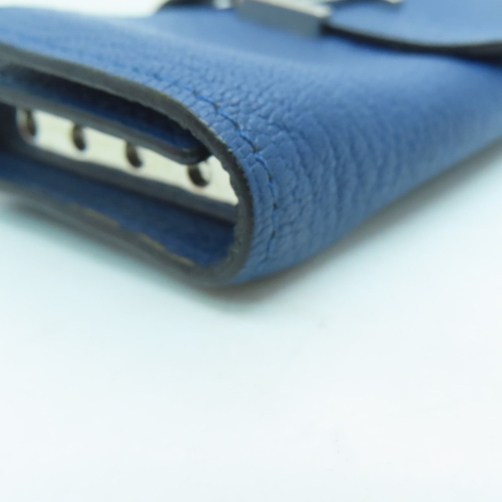 HERMES Epsom皮革key Case 4銀扣鎖匙包藍色