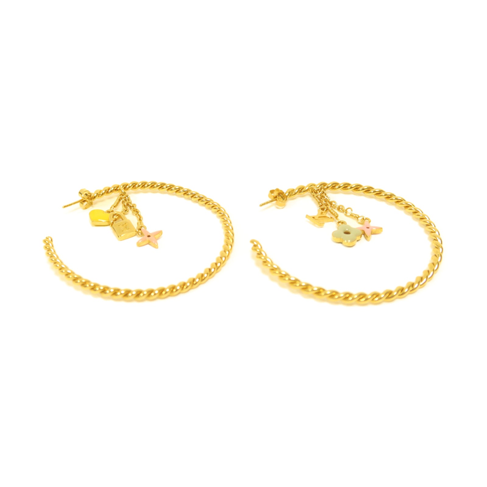 LOUIS VUITTON 金屬Earrings金扣耳環粉紅色/黃色/綠色