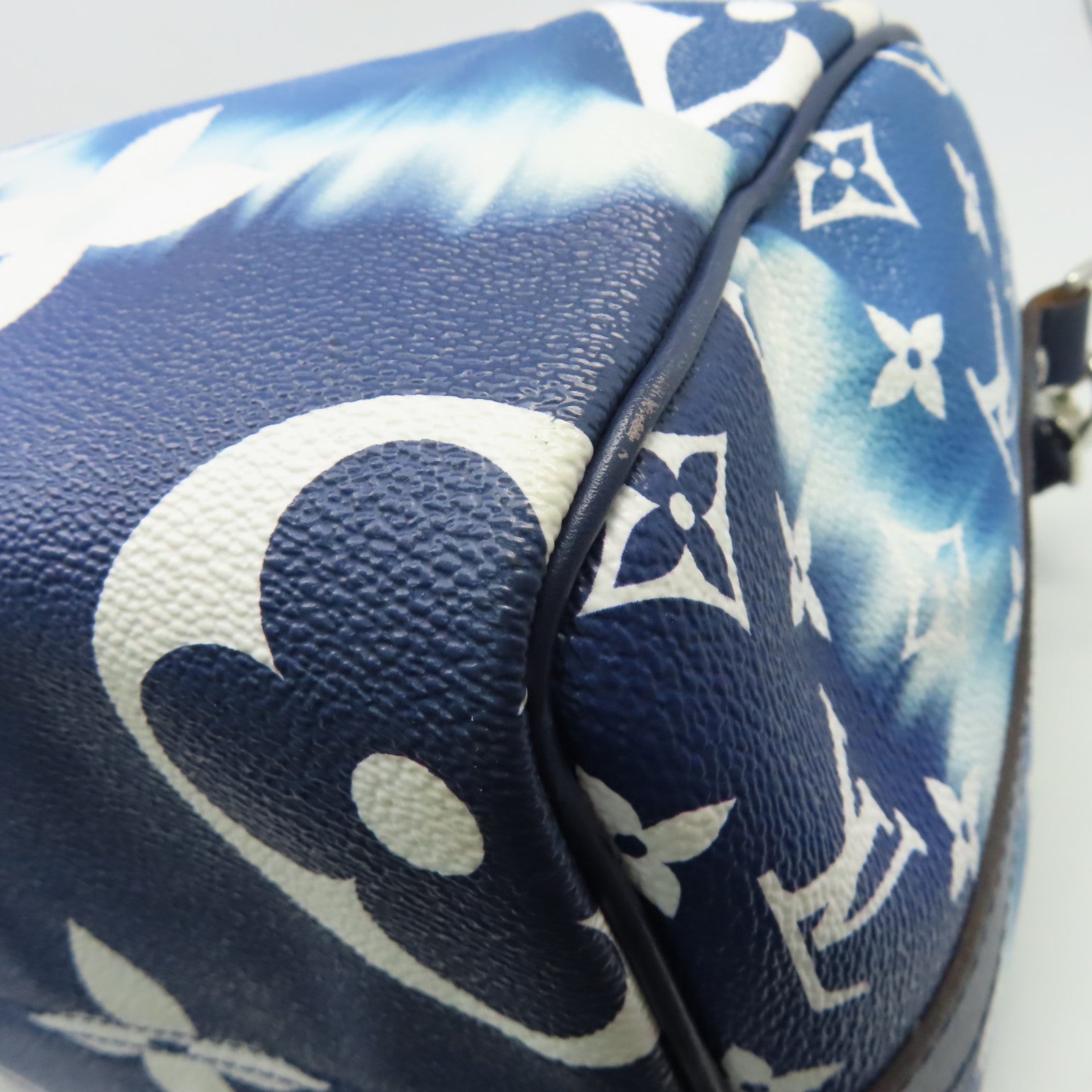 LOUIS VUITTON Monogram Speedy 30 Bandouiere銀扣手挽肩背兩用袋藍色