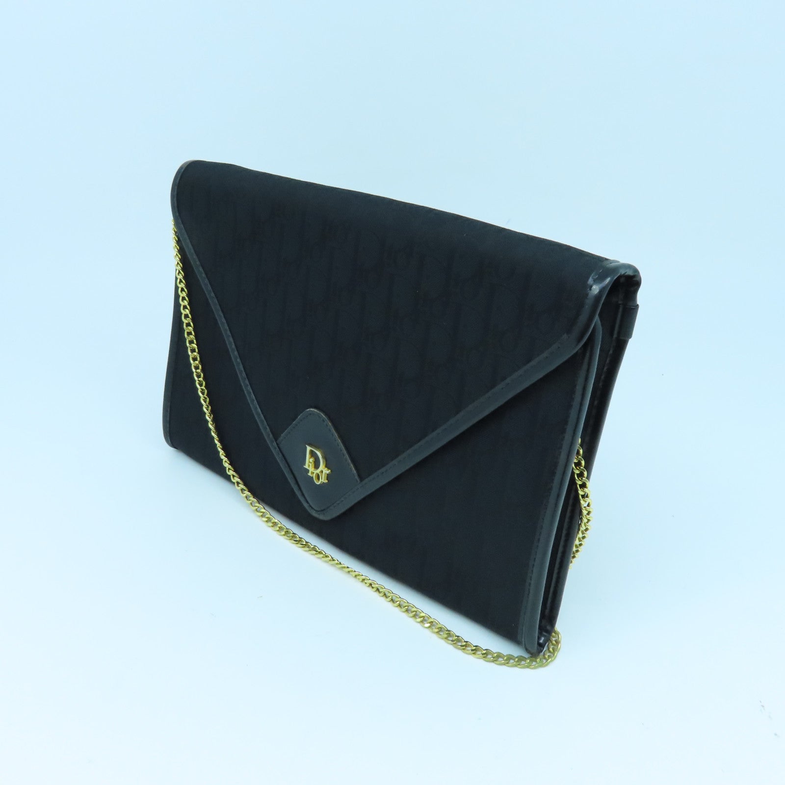 Dior 帆布Vintage Chain Shoulder Bag金扣鏈帶肩背袋黑色