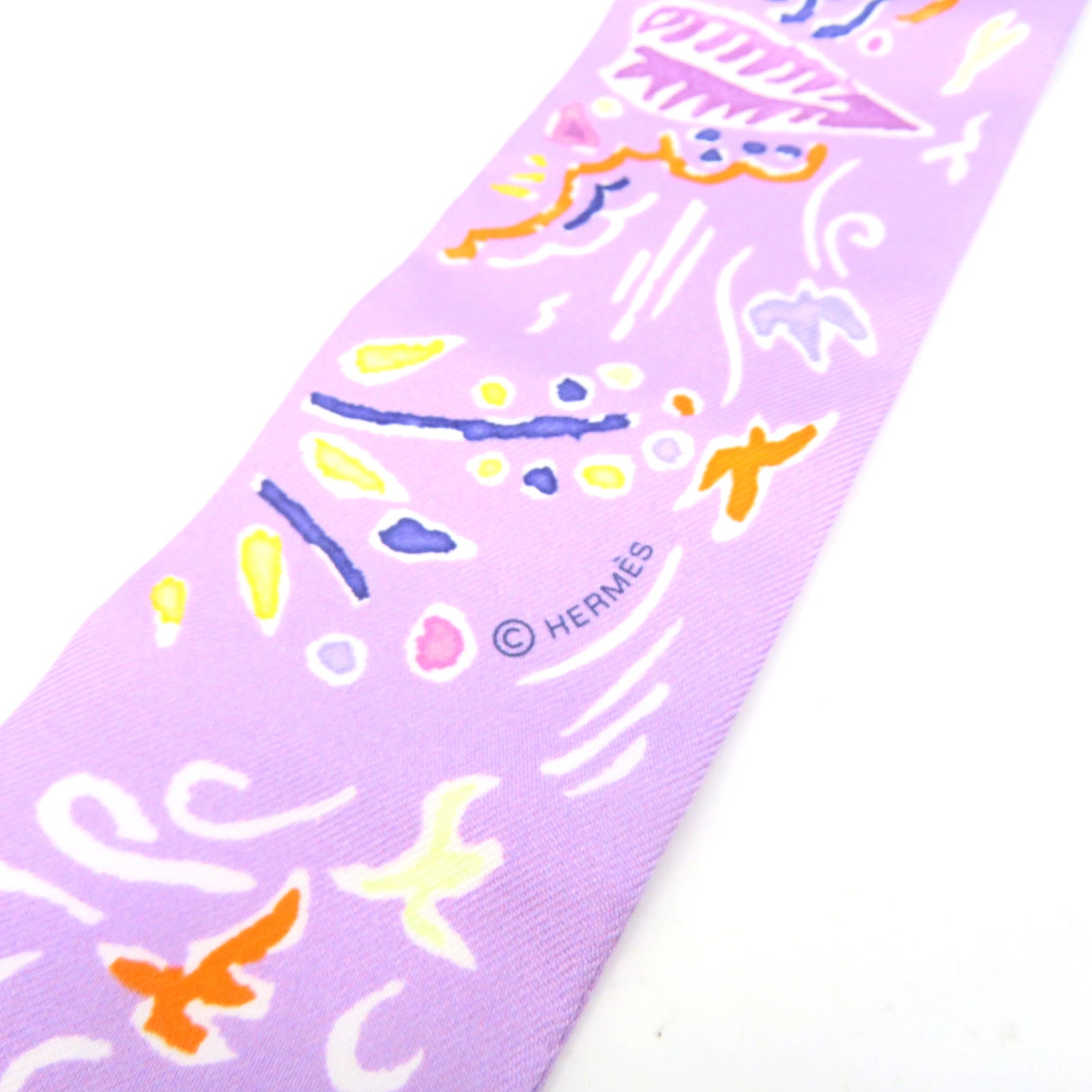 HERMES 丝质Twilly Scarf丝巾紫色/彩色