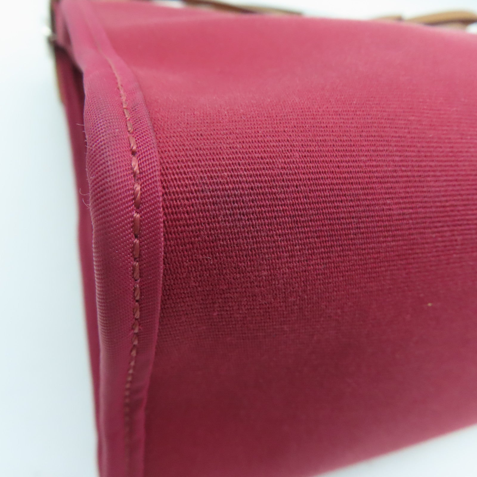 HERMES 帆布Herbag Shoulder Bag银扣肩背袋Ruby红色