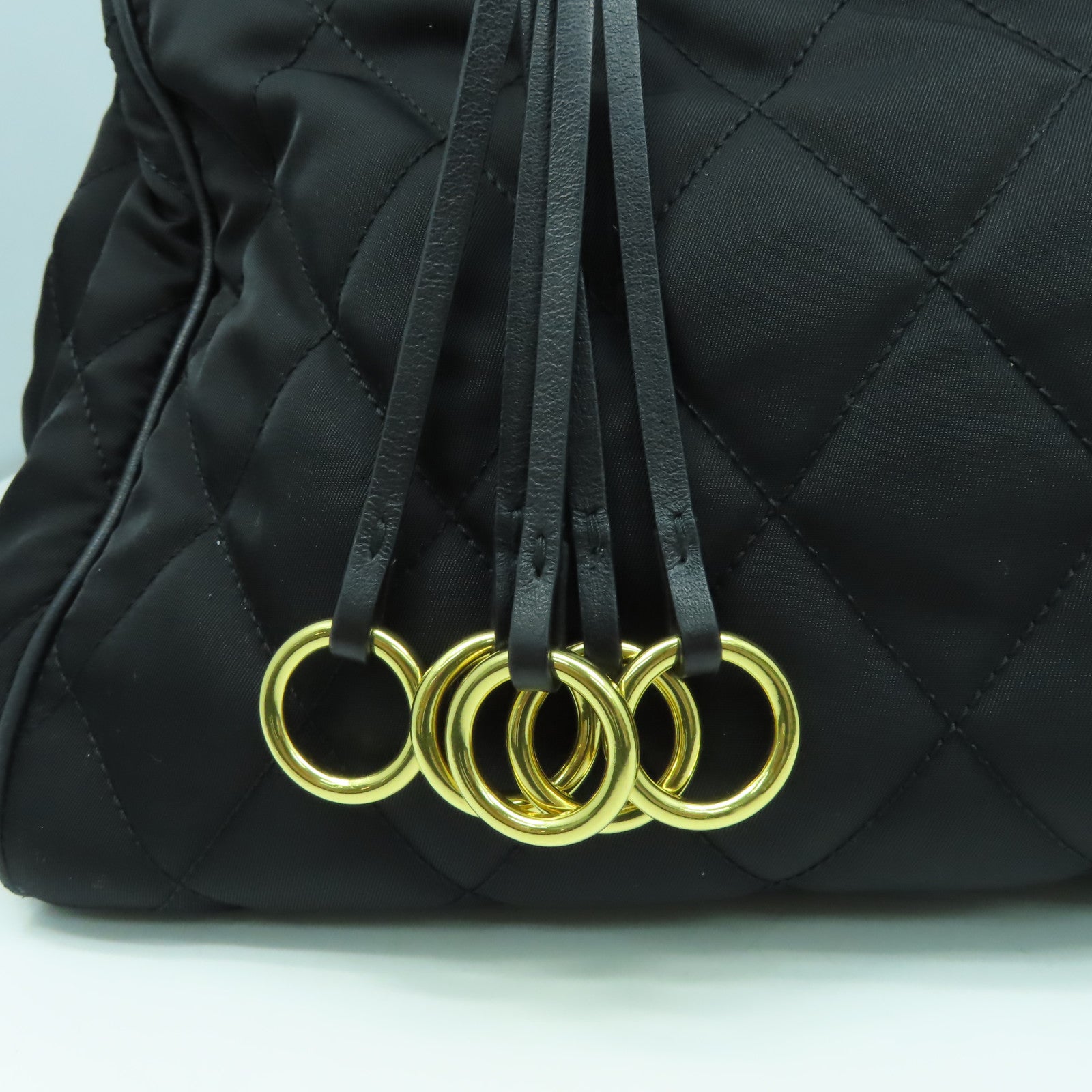 PRADA 【激減優惠】菱格尼龍/牛皮皮革2 Way Shoulder Bag金扣手挽肩背兩用袋黑色