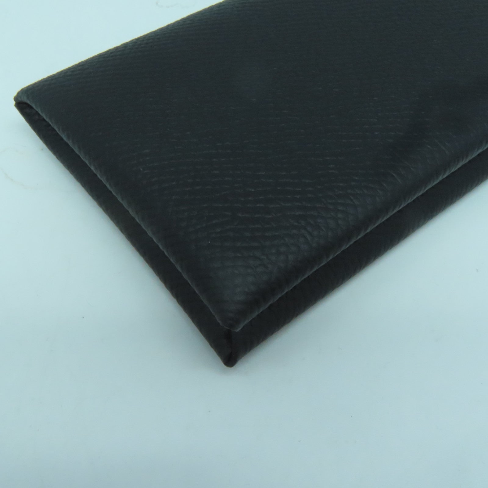 HERMES Epsom皮革Calvi銀扣卡片套Noir黑色