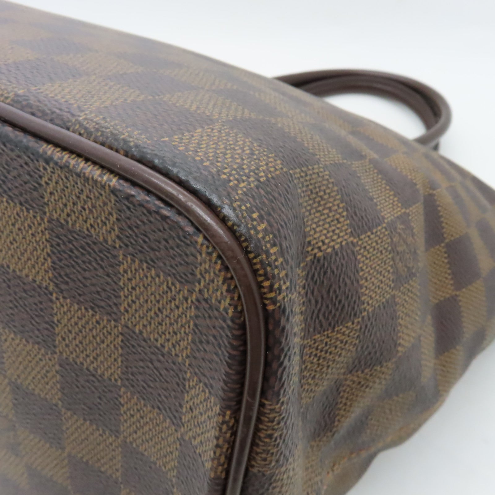 LOUIS VUITTON Damier Saleya MM金扣肩背袋棕色