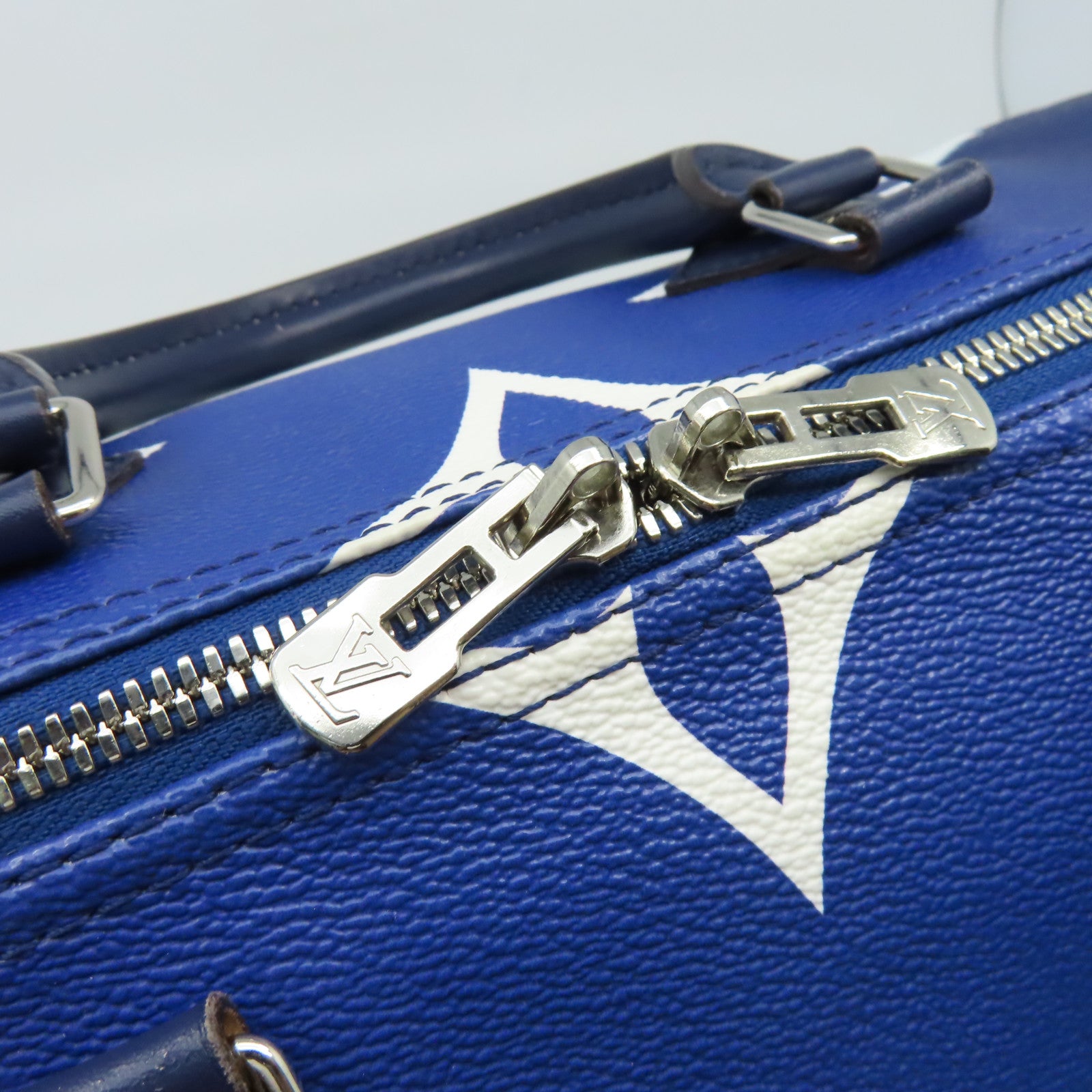 LOUIS VUITTON Monogram Speedy 30 Bandouiere銀扣手挽肩背兩用袋藍色